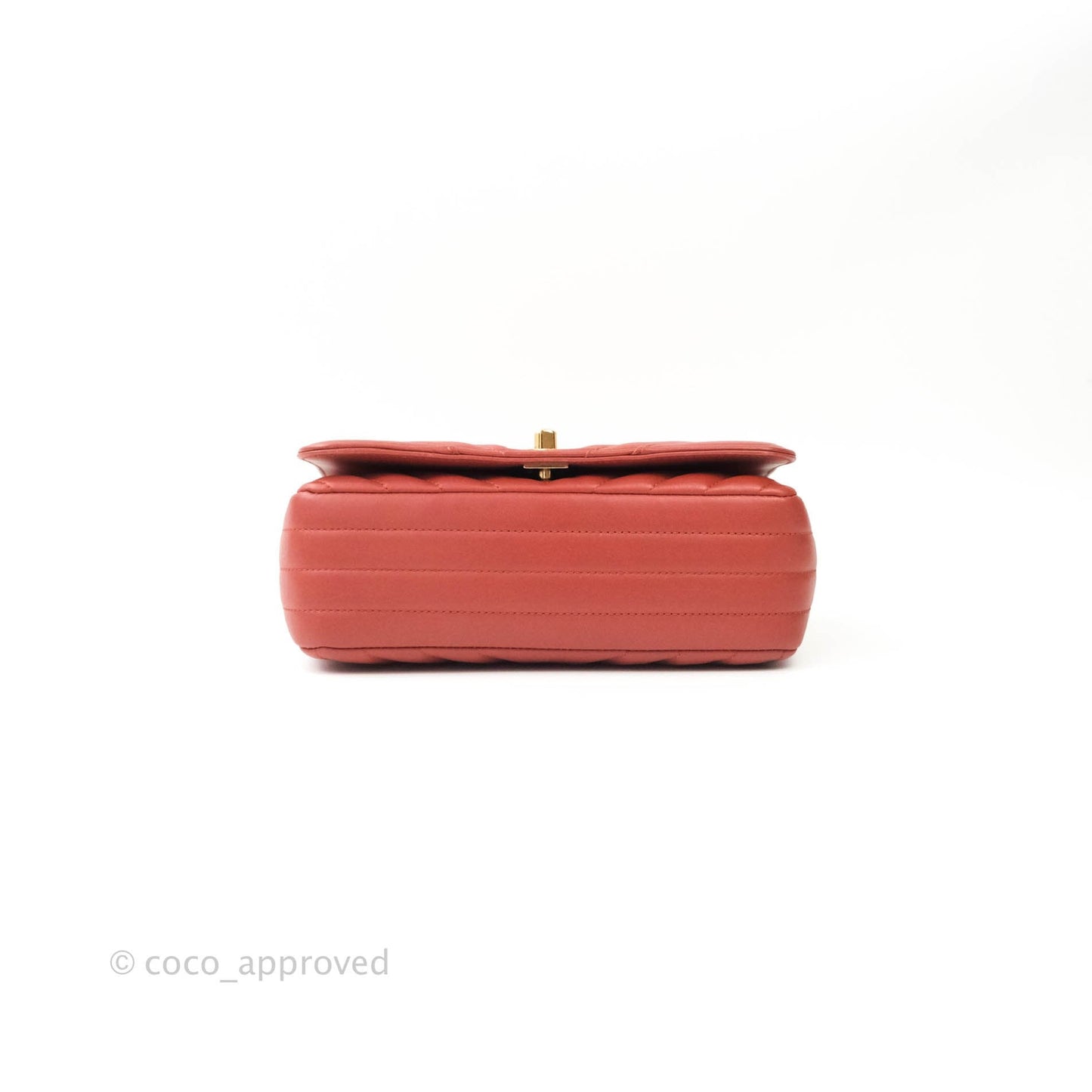 Chanel Small Statement Chevron Flap Bag Red Lambskin Gold Hardware