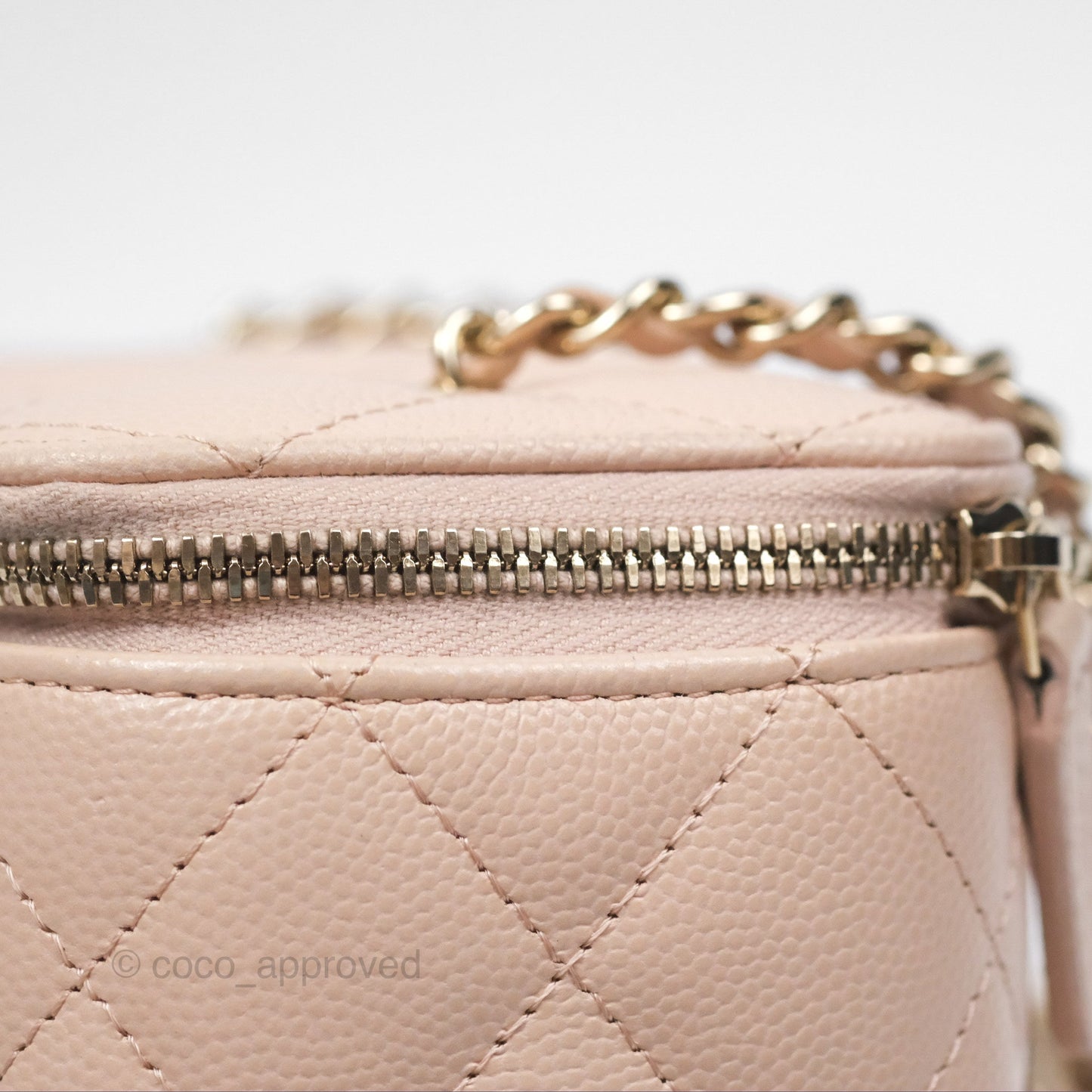 Chanel Vanity Rectangular With Chain Pink Caviar Gold Hardware