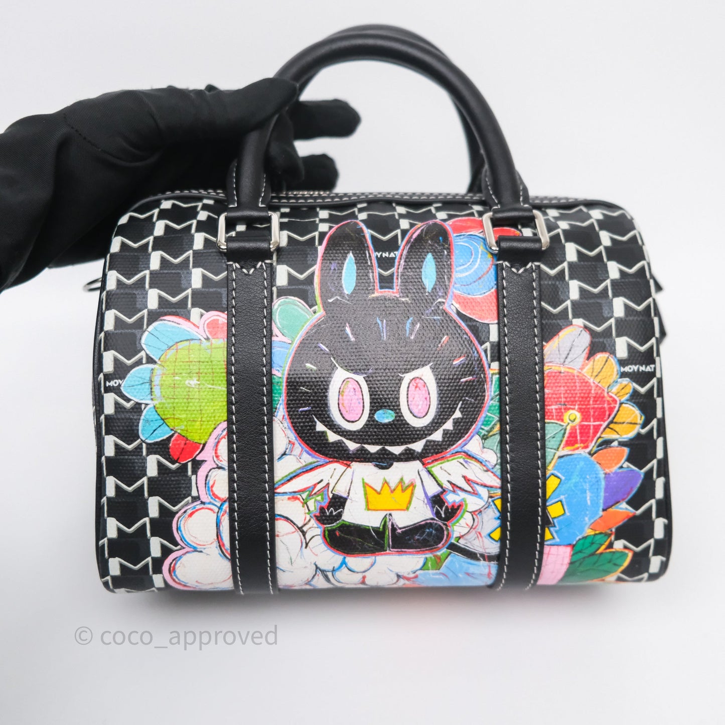 Moynat X Kasing Lung 48H Mini M Labubu Bag Black Canvas Sliver Hardware