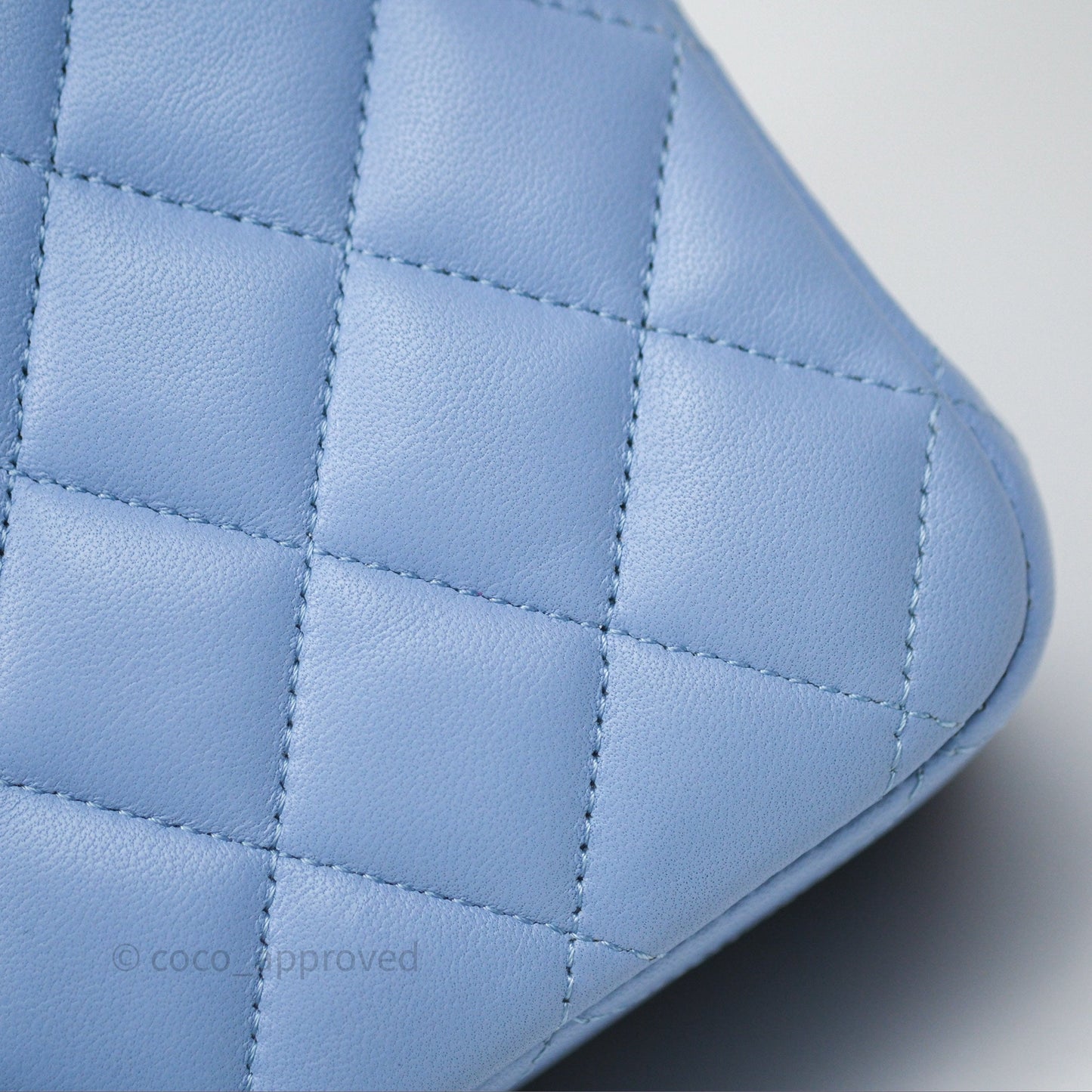 Chanel Classic M/L Medium Flap Quilted Sky Blue Lambskin Gold Hardware