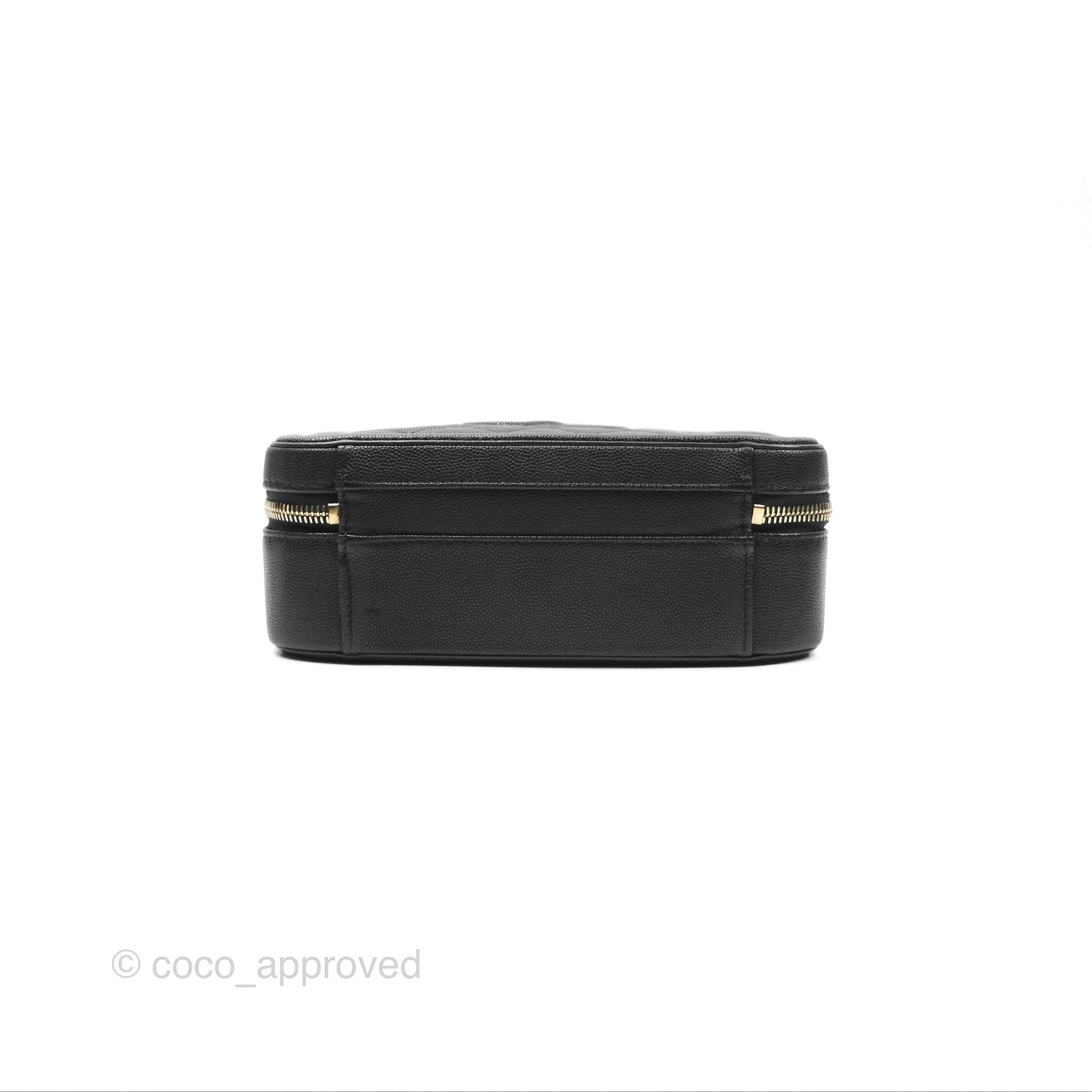 Chanel Quilted Medium CC Filigree Vanity Case Black Caviar Gold Hardware