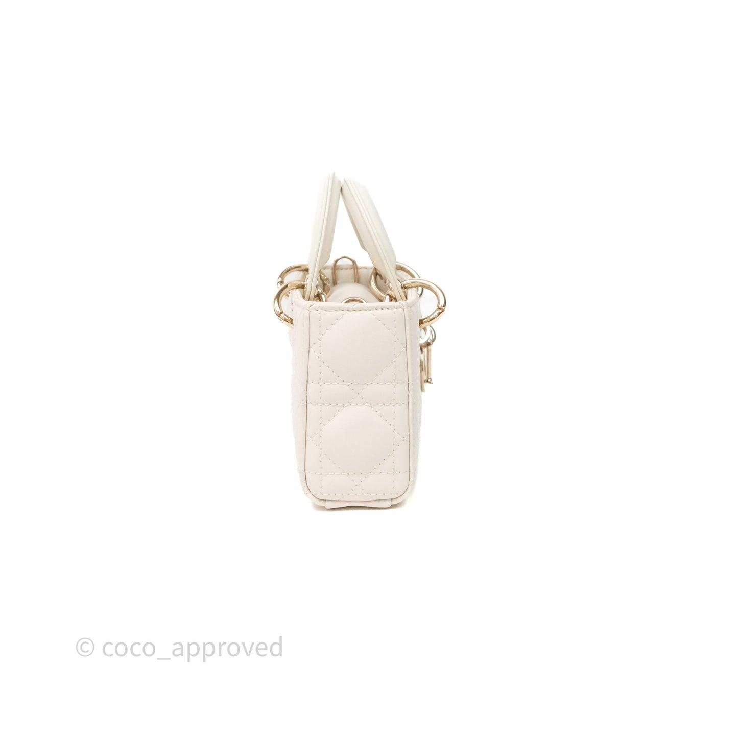 Christian Dior Micro Lady D-Joy Bag Latte Cannage Lambskin Gold Hardware