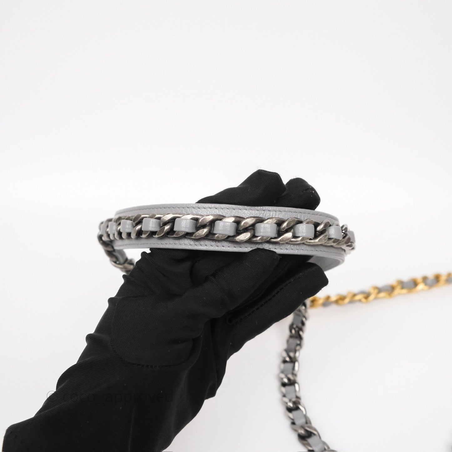 Chanel 19 Wallet on Chain WOC Grey Lambskin Mixed Hardware
