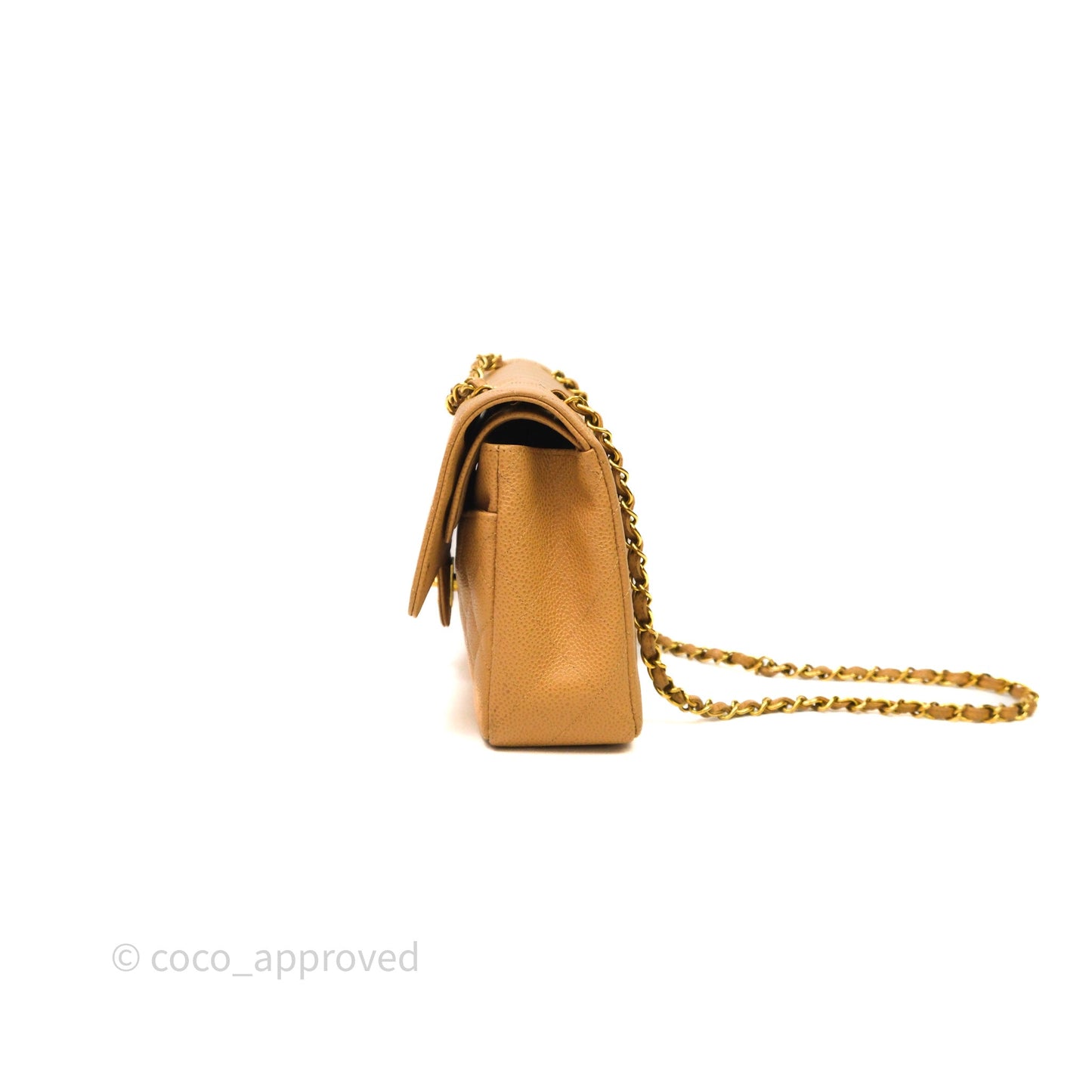 Chanel Vintage Medium Classic Flap Beige Caviar 24K Gold Hardware
