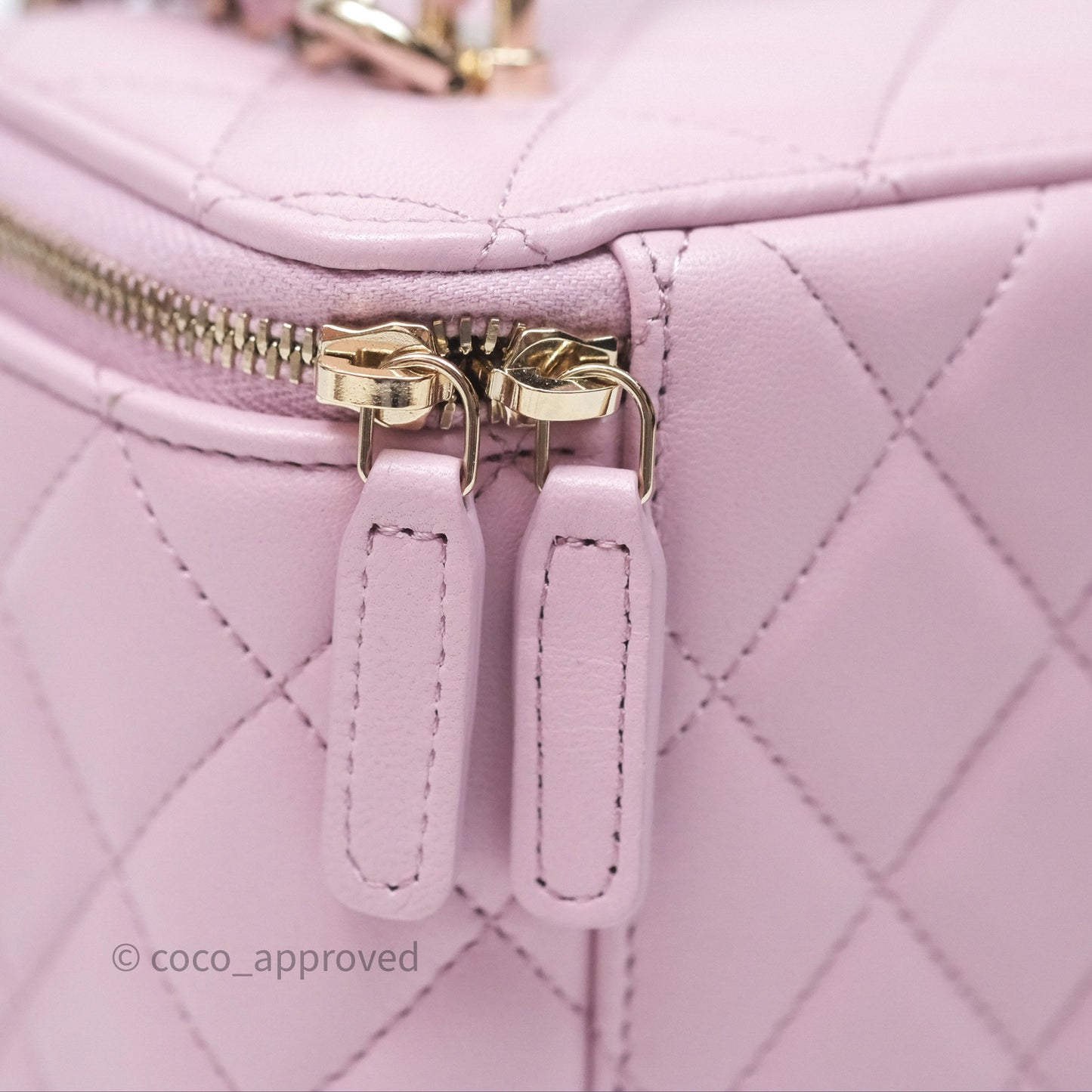 Chanel Vanity Rectangular Top Handle Lilac Lambskin Gold Hardware