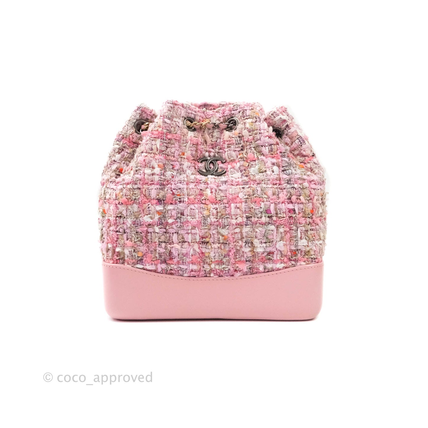 Chanel Gabrielle Small Backpack Pink Tweed Aged Calfskin