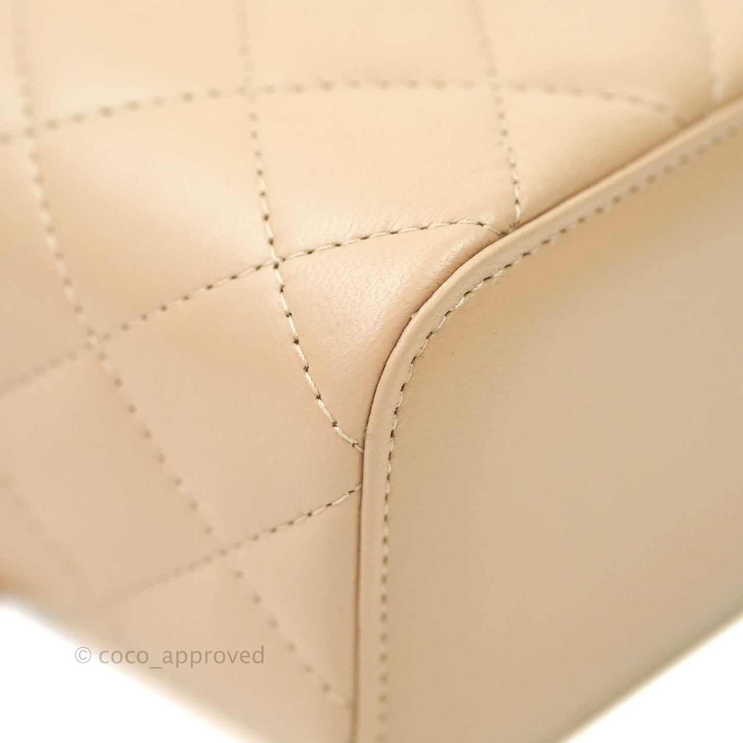 Chanel Small Quilted Vanity With Chain Beige Lambskin Aged Gold Hardware