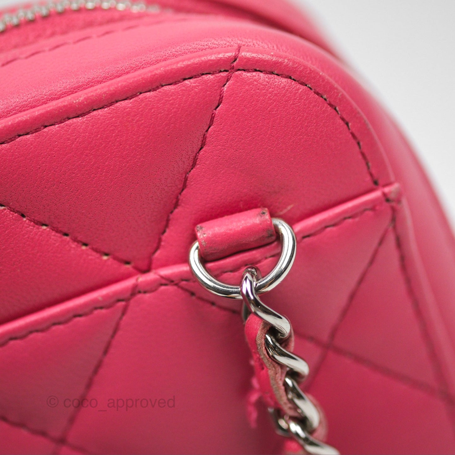 Chanel Quilted Phone Holder Pink Lambskin Silver Hardware