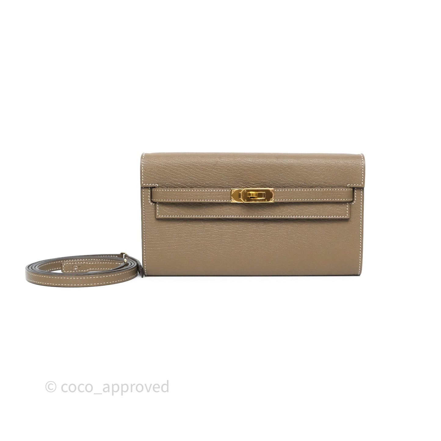 Hermès Kelly To Go Wallet Etoupe 18 Chevre Mysore Gold Hardware