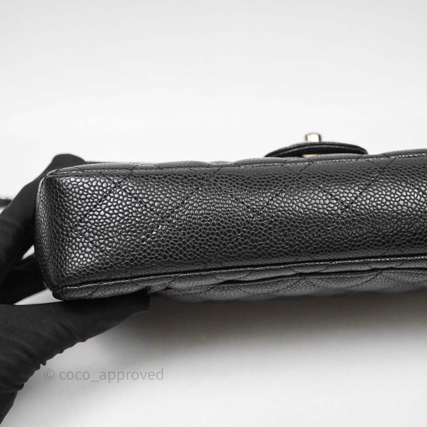 Chanel East West Flap Bag Black Caviar Silver Hardware