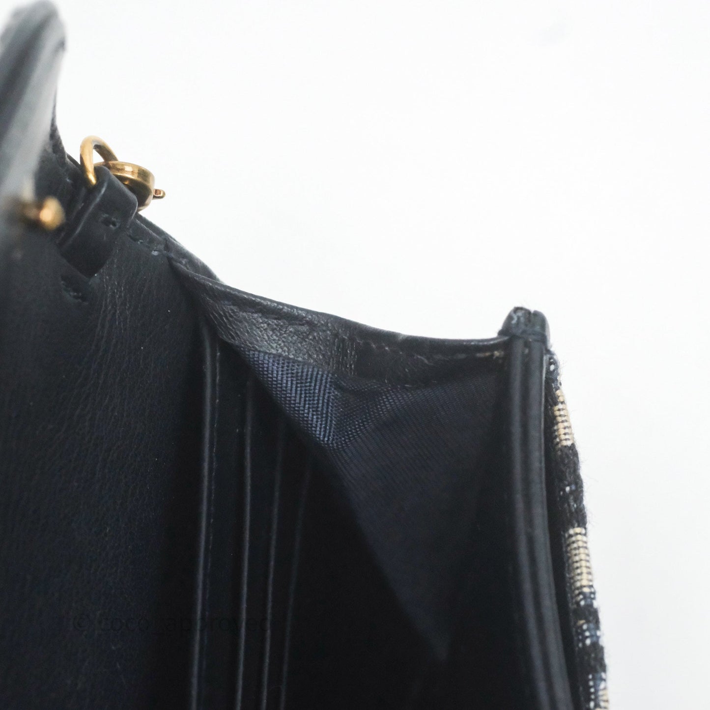 Small Saddle Pouch Wallet with Chain Blue Dior Oblique Jacquard