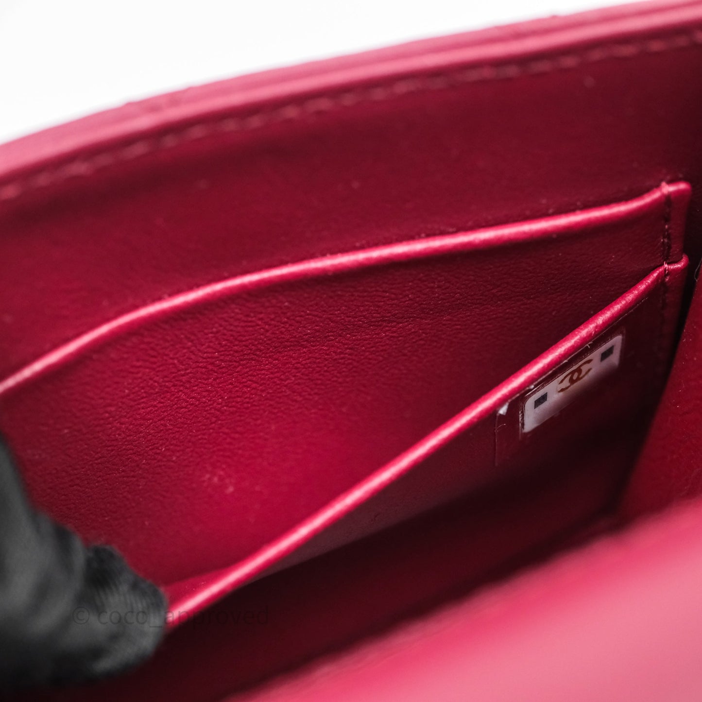 Chanel Mini Top Handle Flap Bag Red Lambskin Gold Hardware