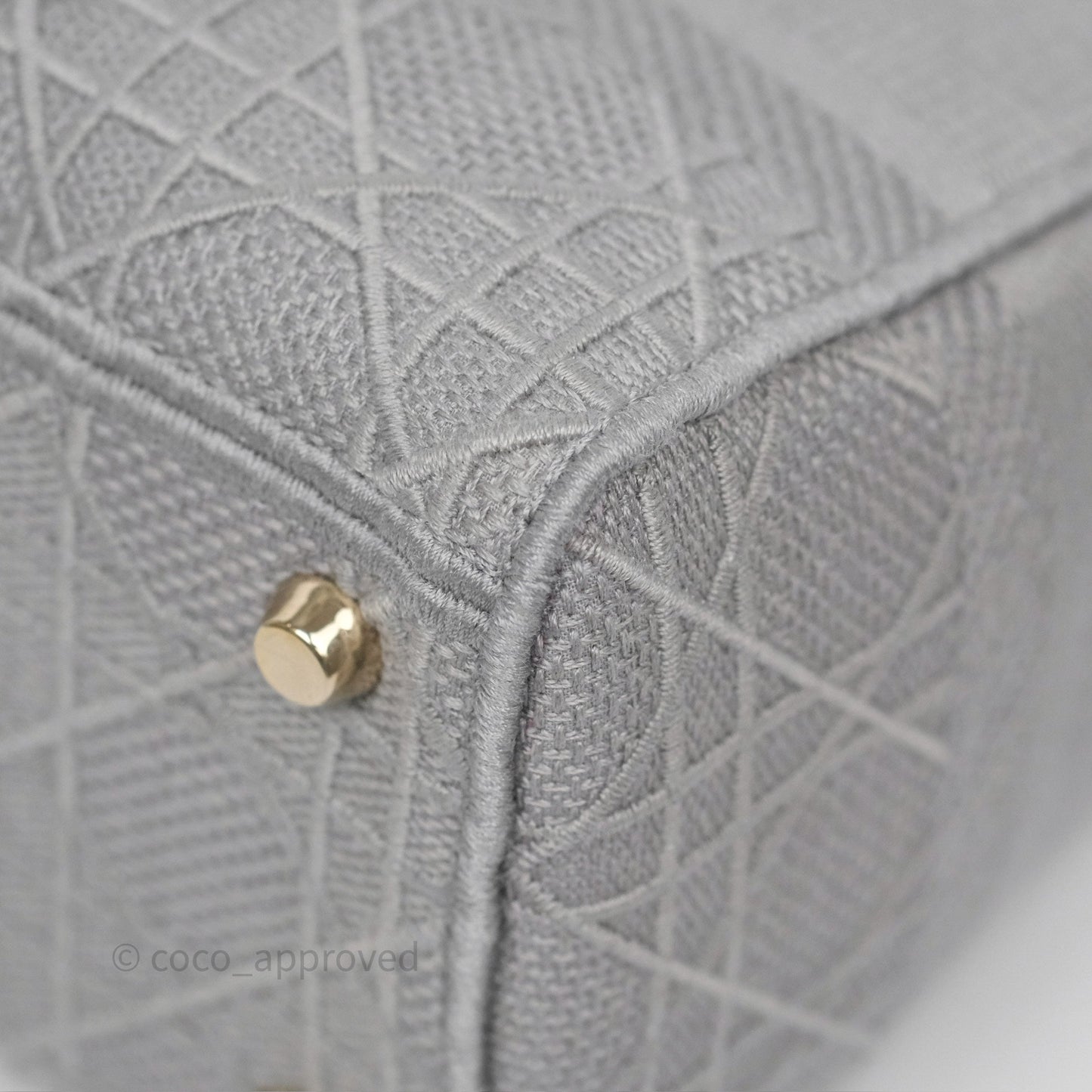 Dior Medium Lady D-Lite Bag Gray Cannage Embroidery Gold Hardware