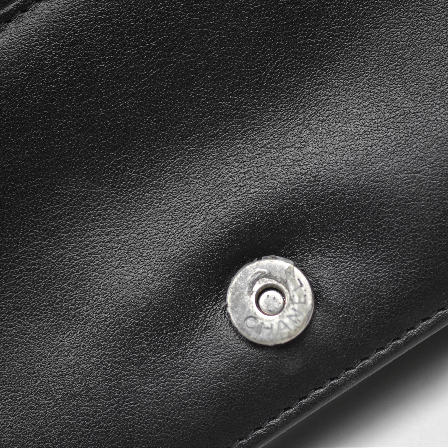 Chanel Quilted Boy Wallet on Chain WOC Black Caviar Ruthenium Hardware