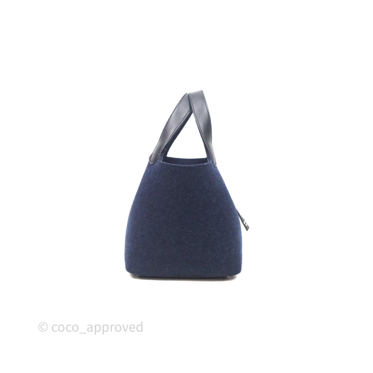 Hermès Picotin 18 Bleu Nuit 2Z / Swift Noir 89 Wool Feutre Swift Palladium Hardware