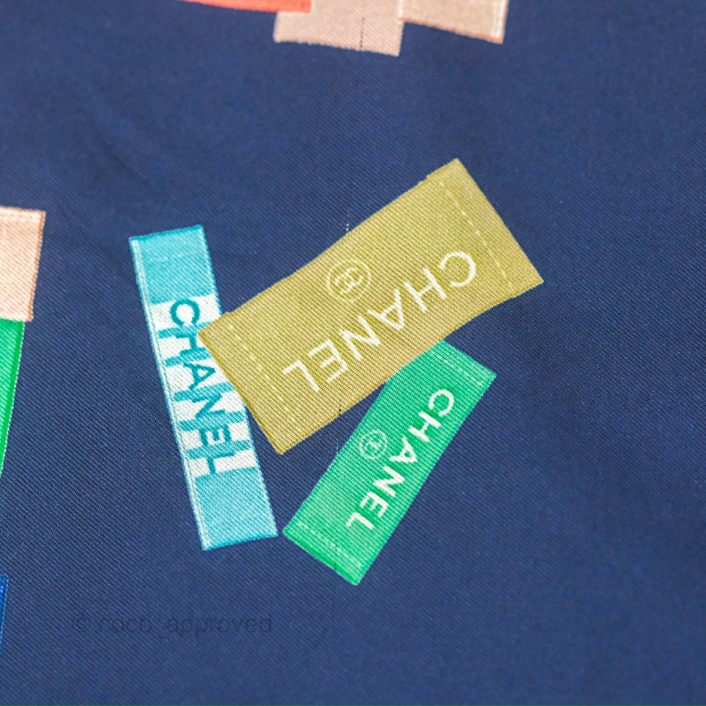 Chanel Square Silk Scarf 90 Navy
