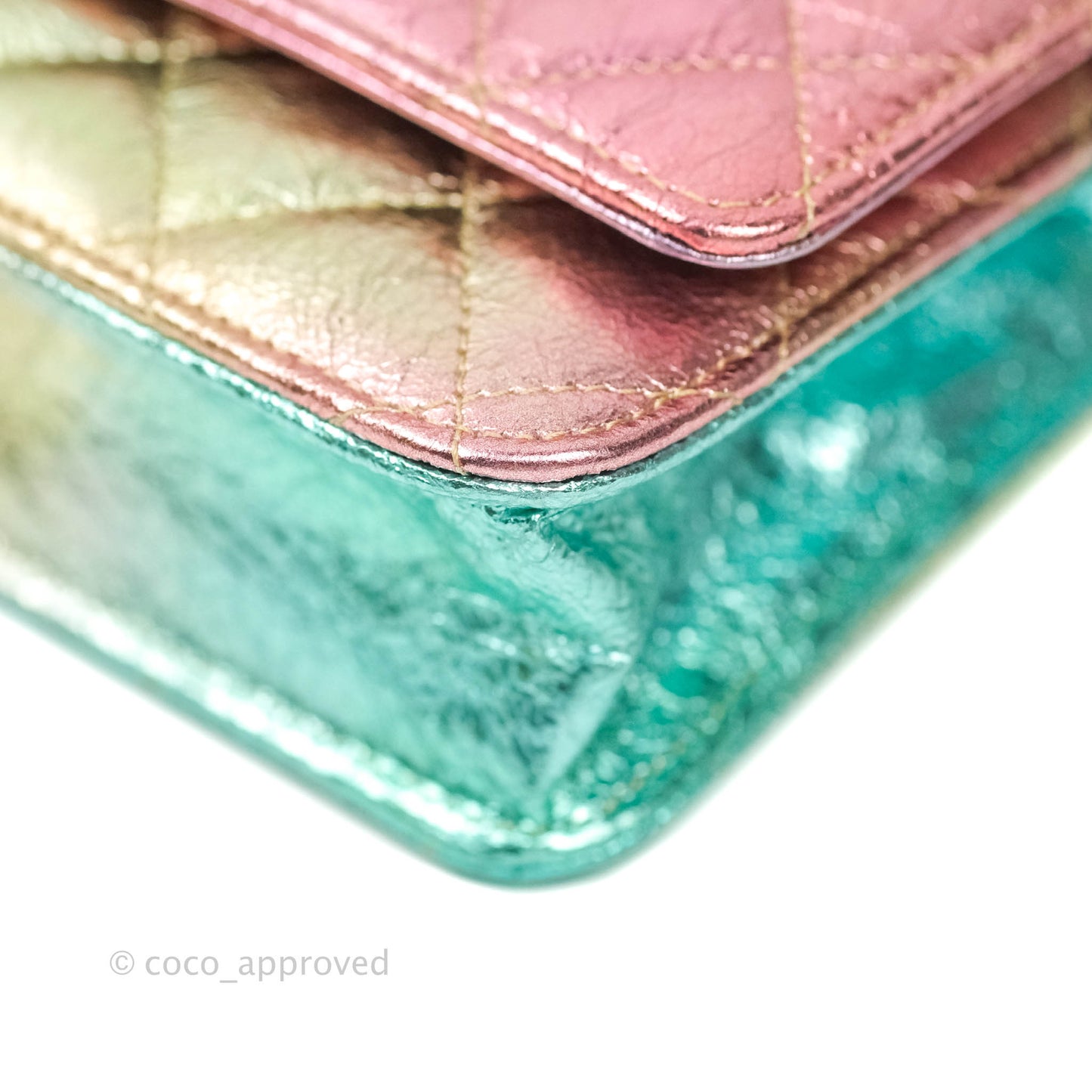 Chanel Quilted Reissue Wallet On Chain WOC Metallic Rainbow Aged Calfskin Gold Hardware