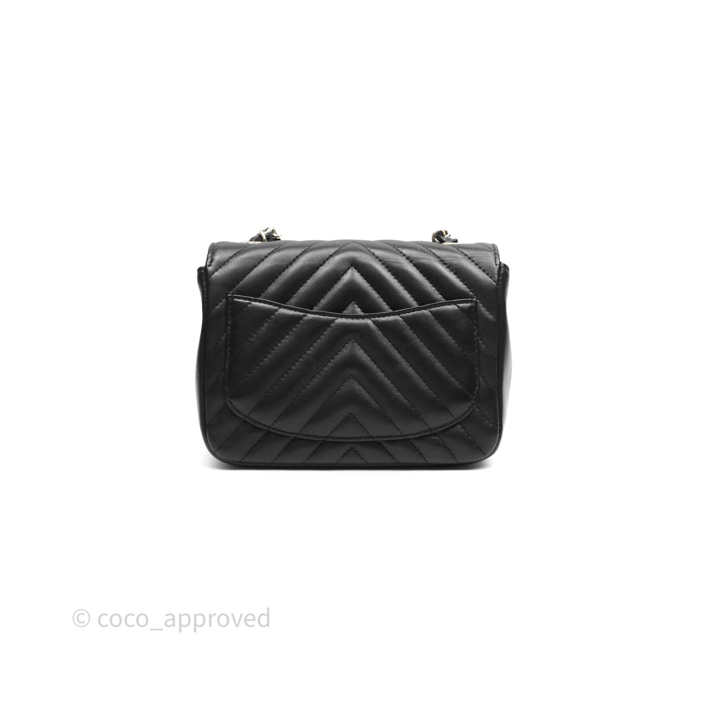 Chanel Mini Square Black Chevron Lambskin Gold Hardware