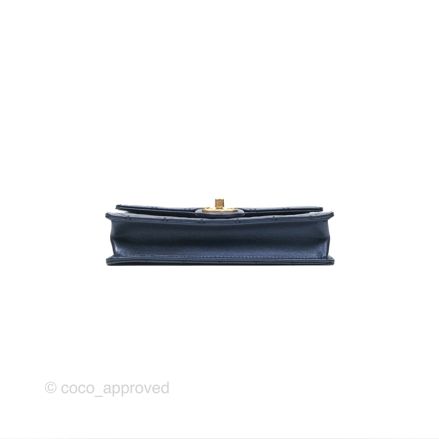 Chanel Small Quilted Chic Pearls Flap Iridescent Navy Goatskin Aged Gold Hardware