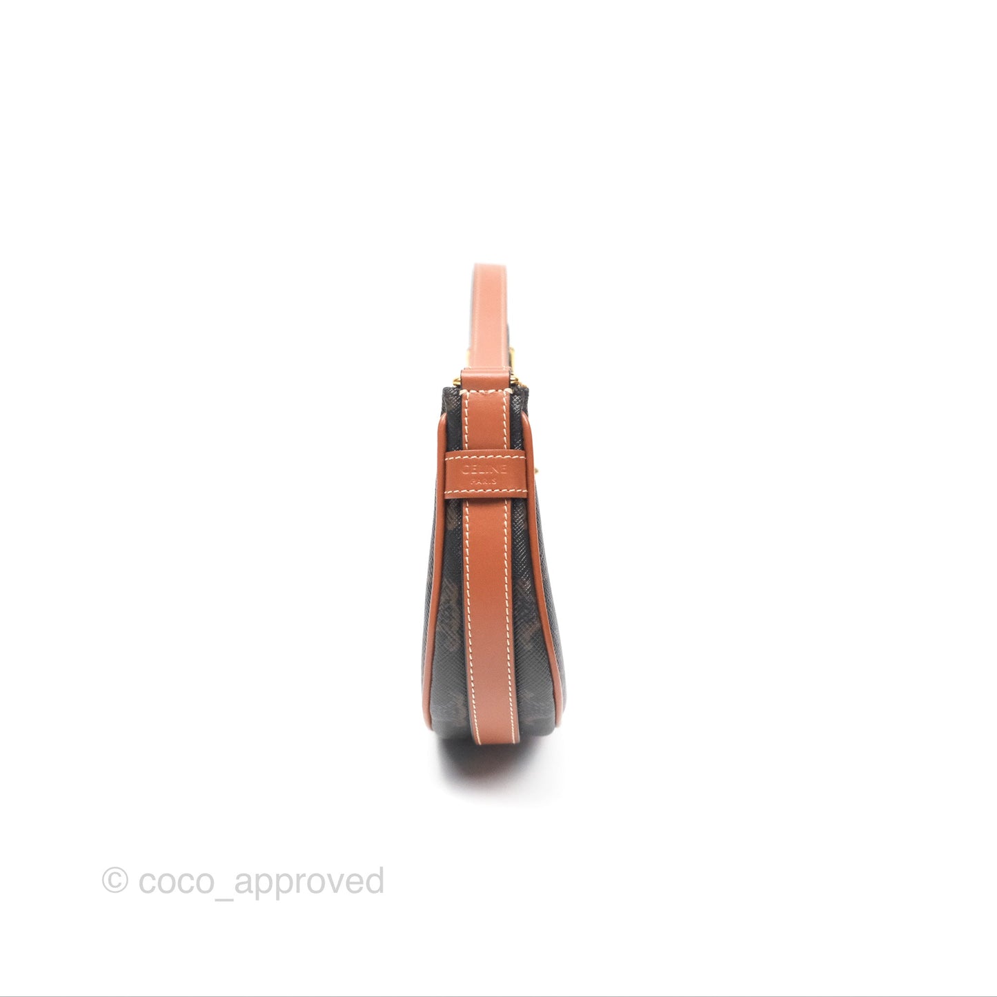 Celine Mini Ava Bag In Triomphe Canvas Calfskin Tan
