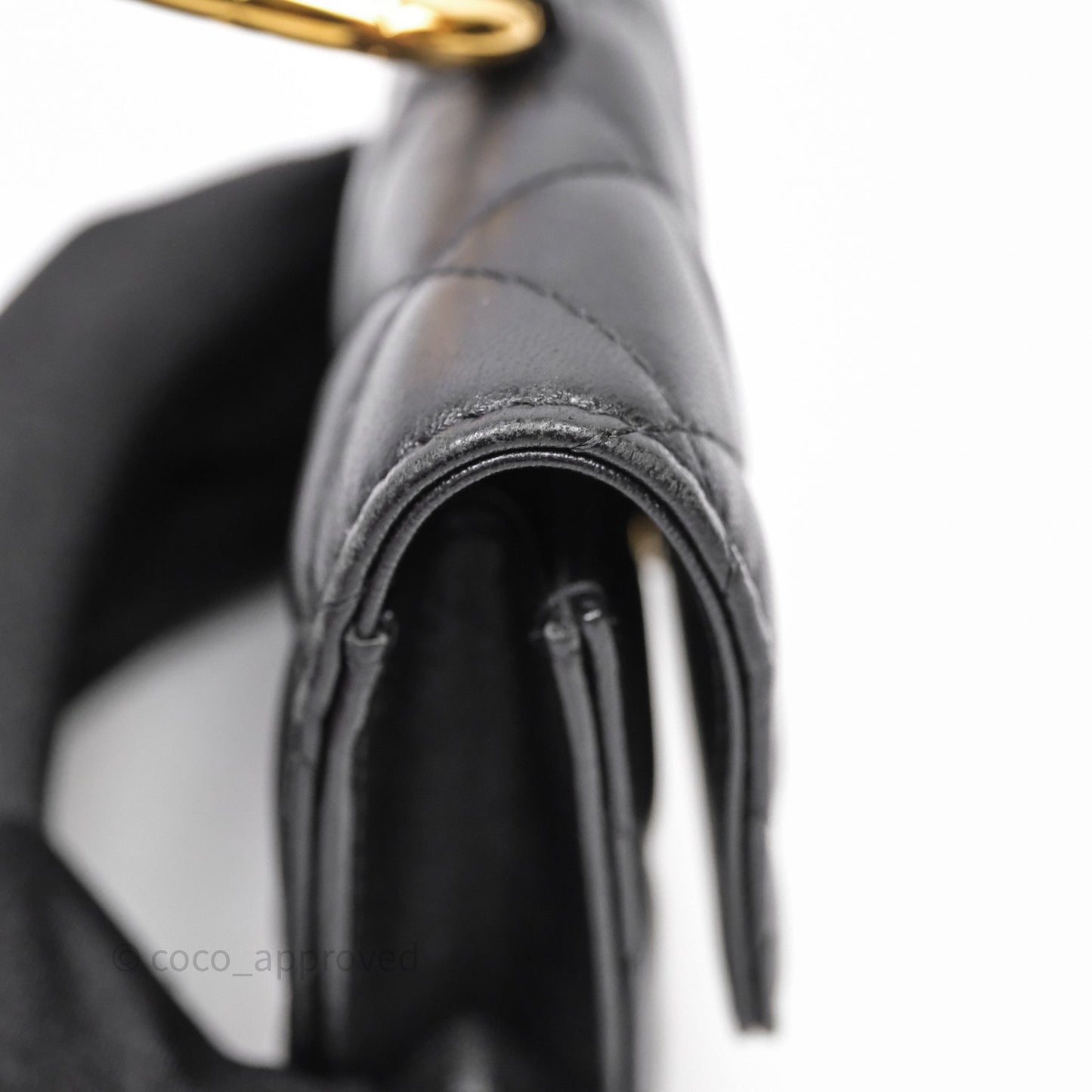 Chanel Jewel Hook Card Holder Black Lambskin Aged Gold Hardware