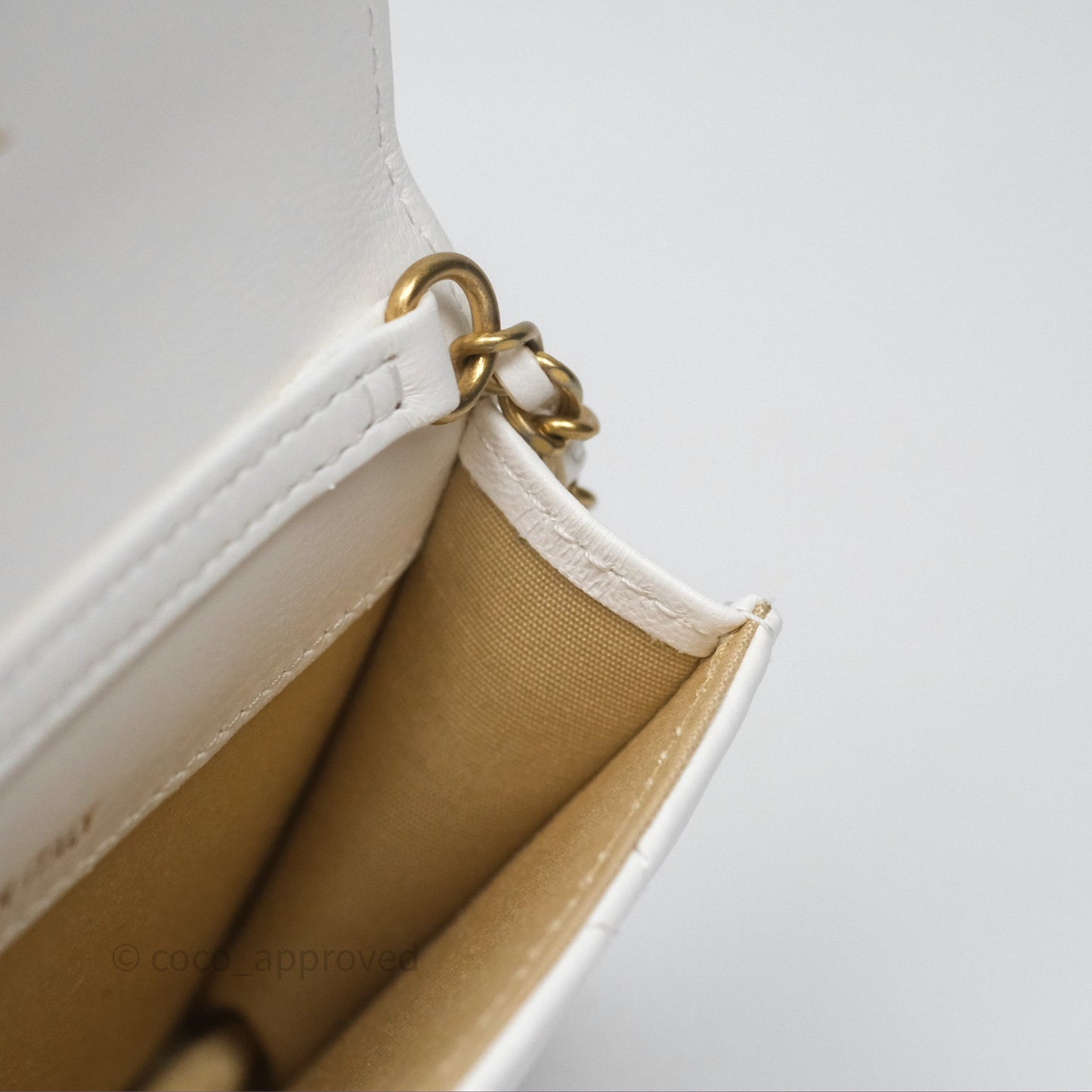 Chanel Mini Pearl Crush Clutch With Chain Belt Bag White Aged Gold Hardware