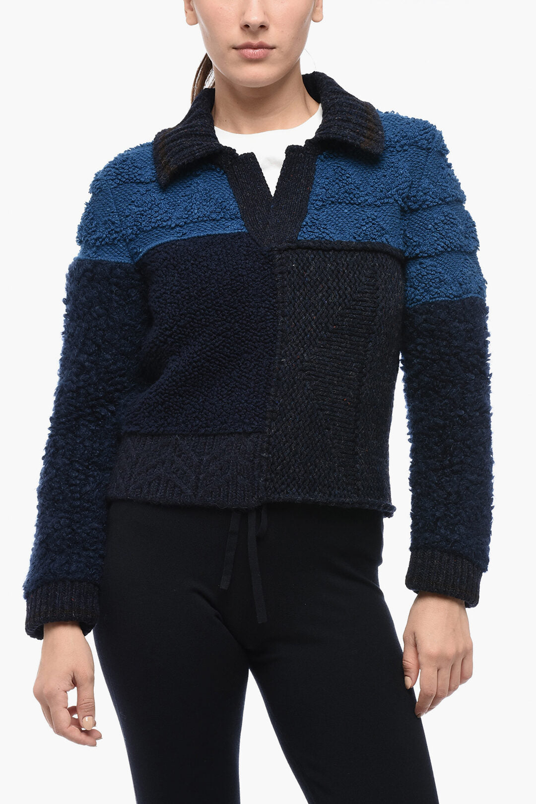 Luxury Bottega Veneta Polo Neck Wool Crop Pullover