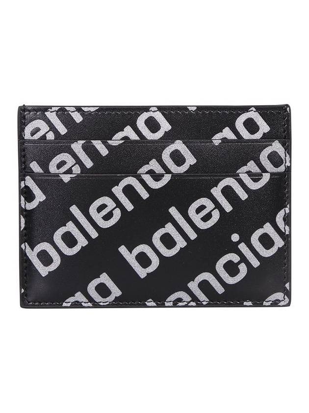 Luxury Balenciaga All Over Logo Card Wallet Black
