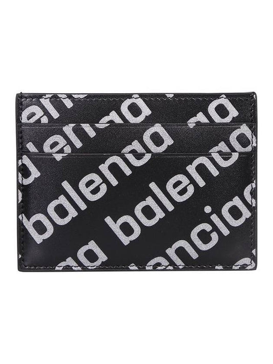 Luxury Balenciaga All Over Logo Card Wallet Black
