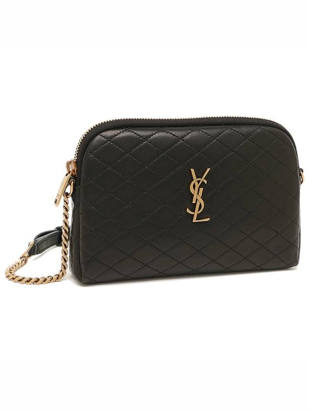 Luxury Saint Laurent Gaby Quilted Lambskin Chain Cross Bag Black