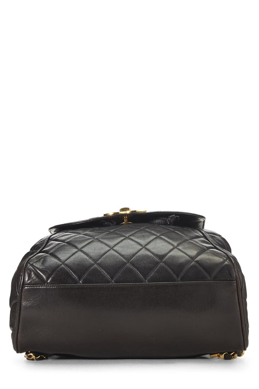 Chanel,  Black Quilted Lambskin Backpack Large, Black