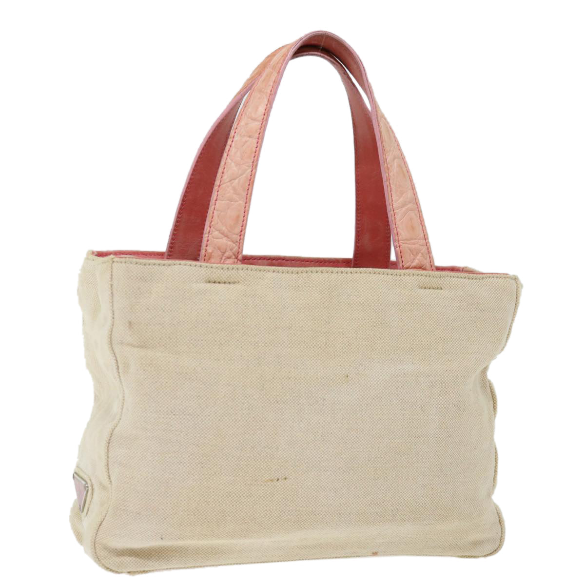 Luxury PradaHand Bag Canvas Beige Pink 71008