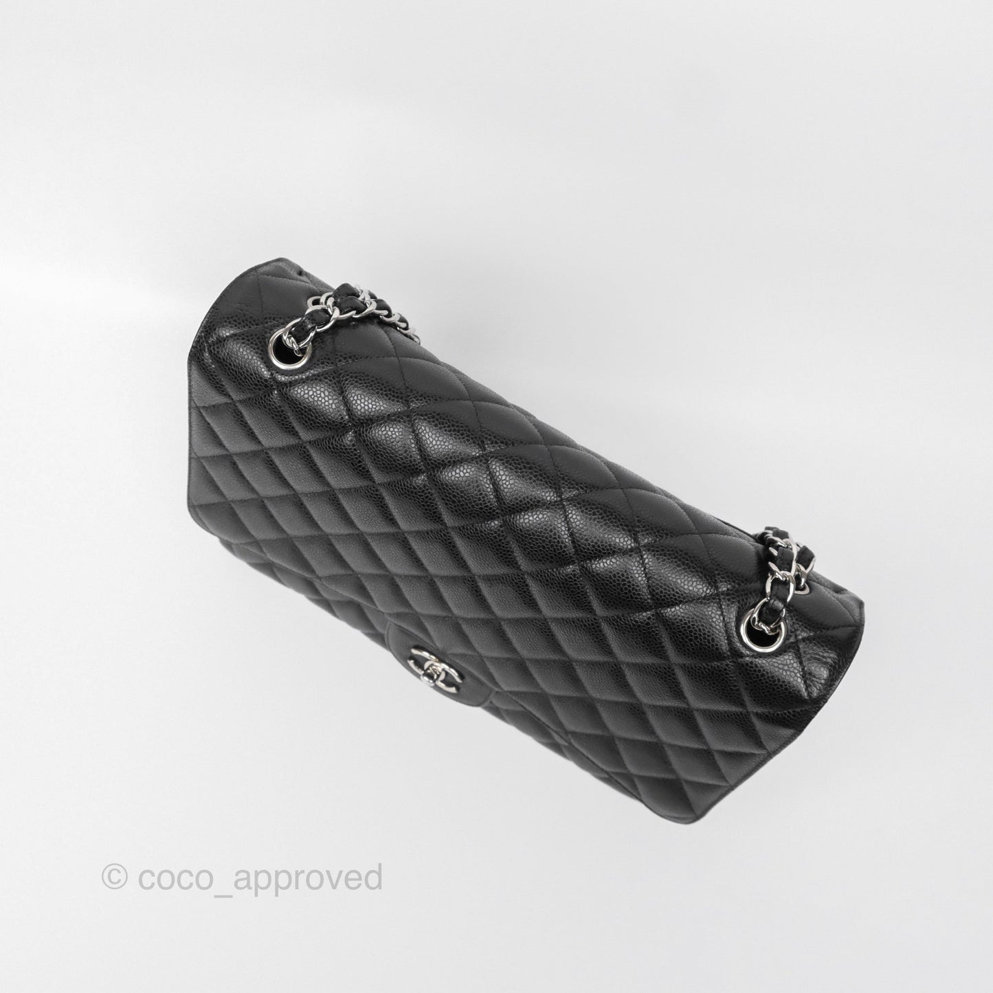 Chanel Maxi Single Flap Quilted Black Caviar Silver Hardware