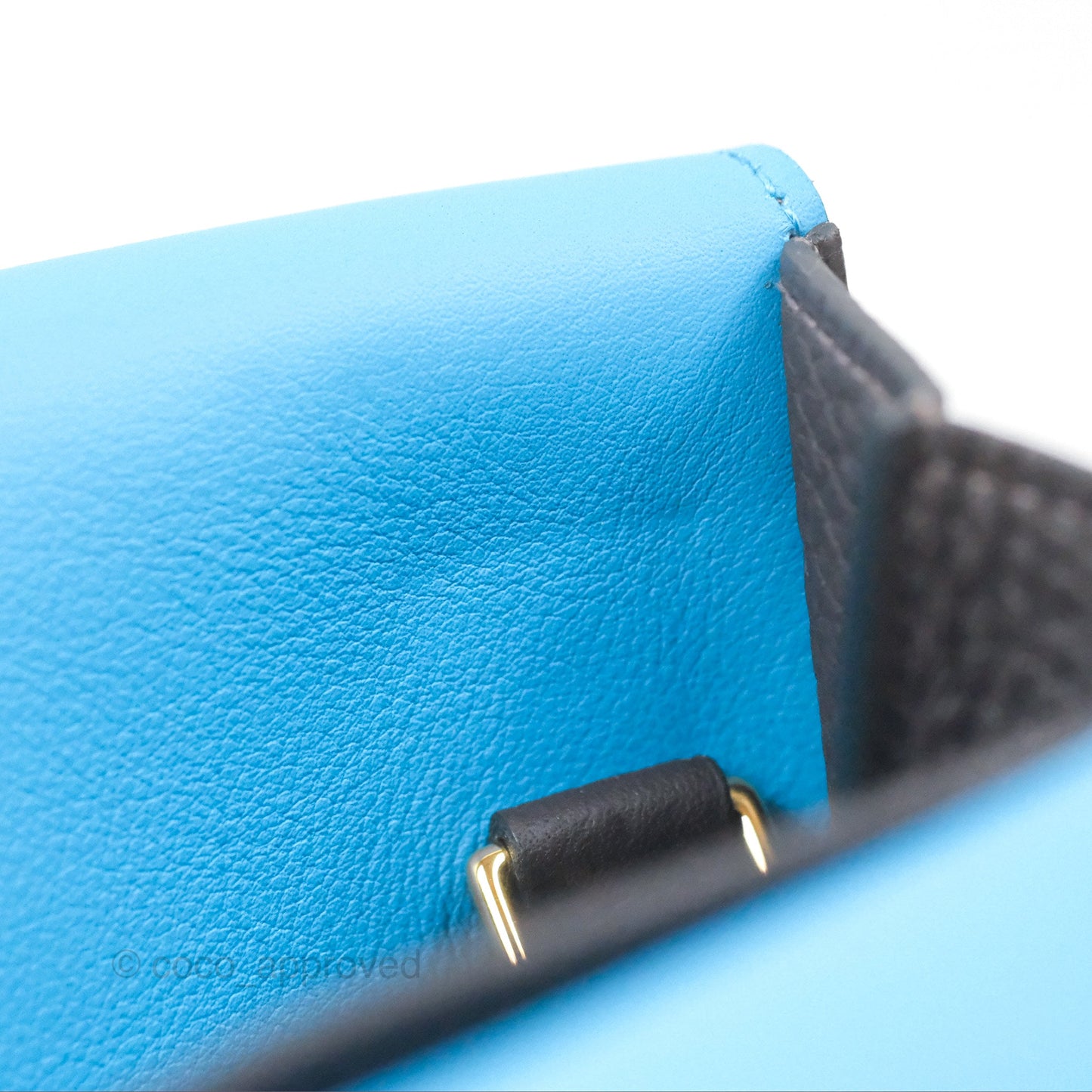 Hermès Halzan 25 Macassar 3S/ Bleu Zanzibar B3 Clemence Gold Hardware