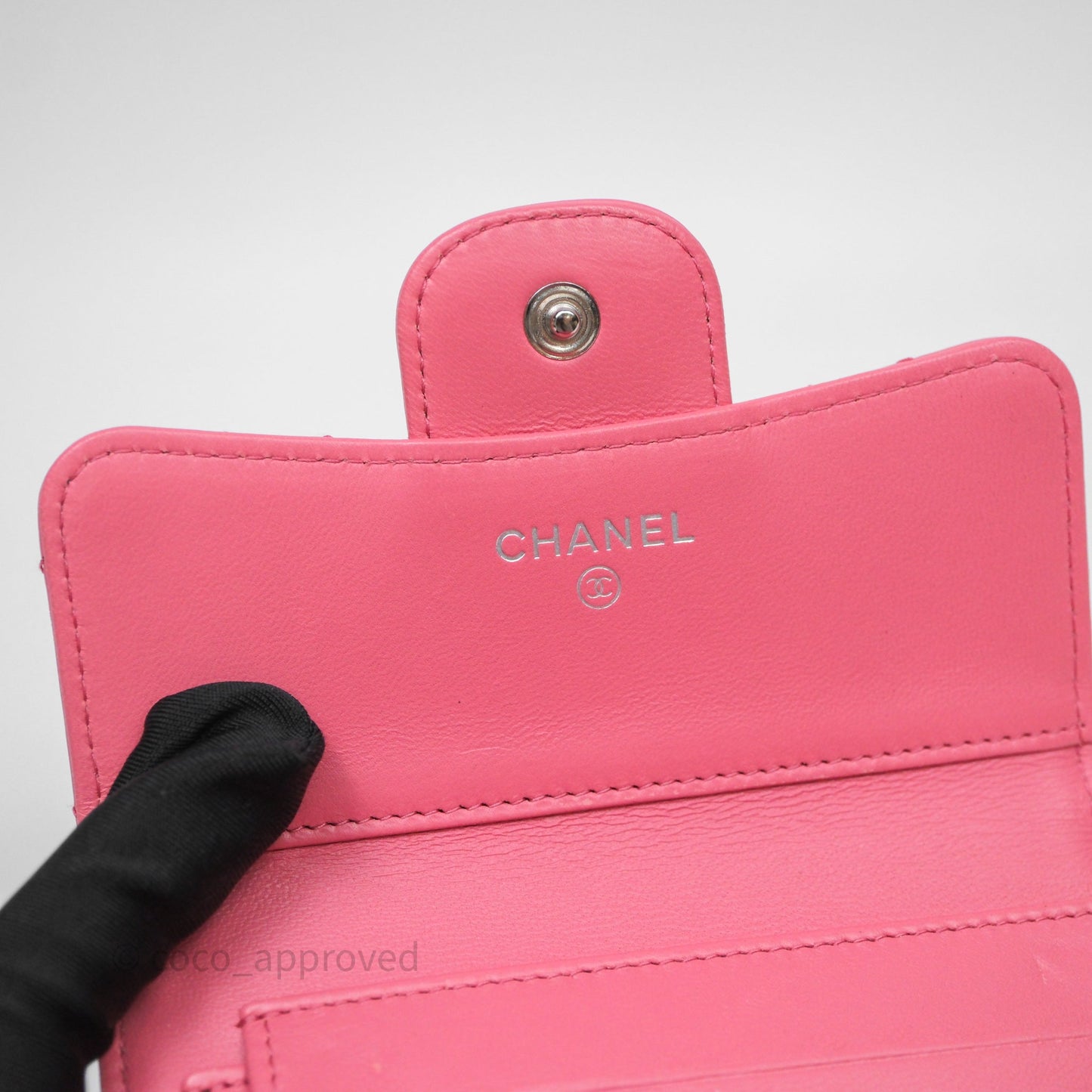 Chanel Classic Flap Wallet Pink Lambskin Silver Hardware