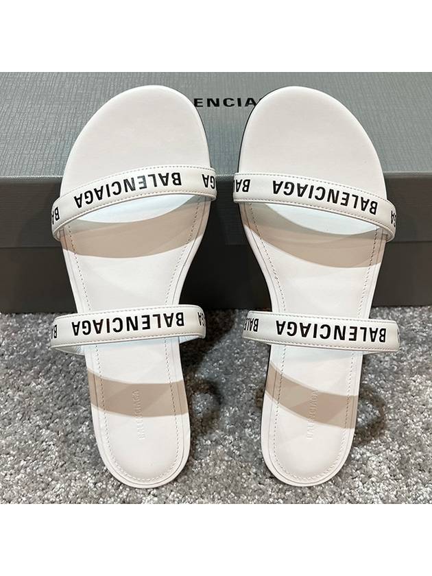 Luxury Balenciaga Logo Round Slippers White
