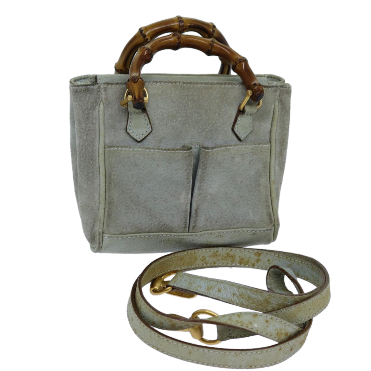 Luxury Gucci Trending 2025 Bamboo Hand Bag Suede 2way Light Blue  71086