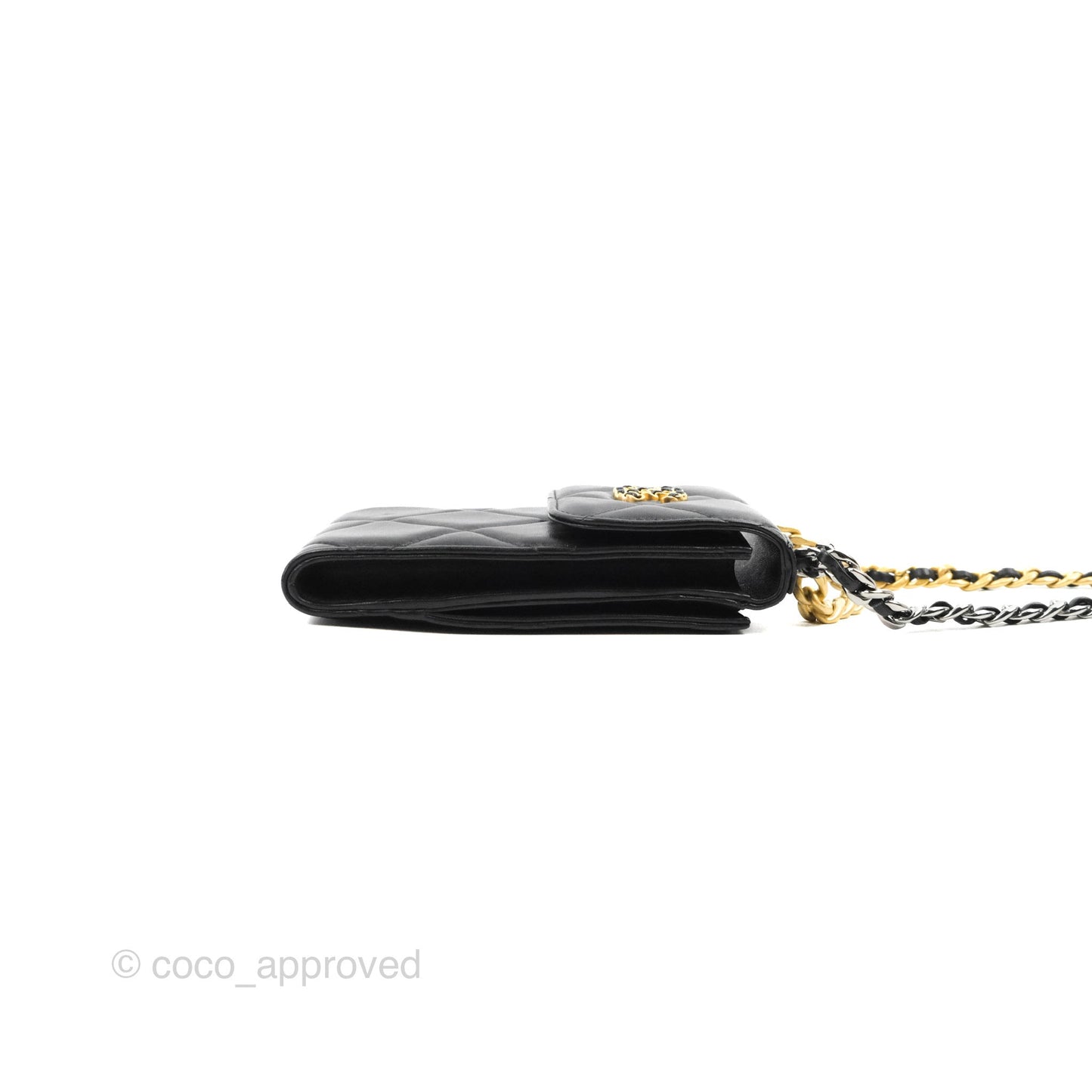 Chanel 19 Phone Holder Black Mixed Hardware