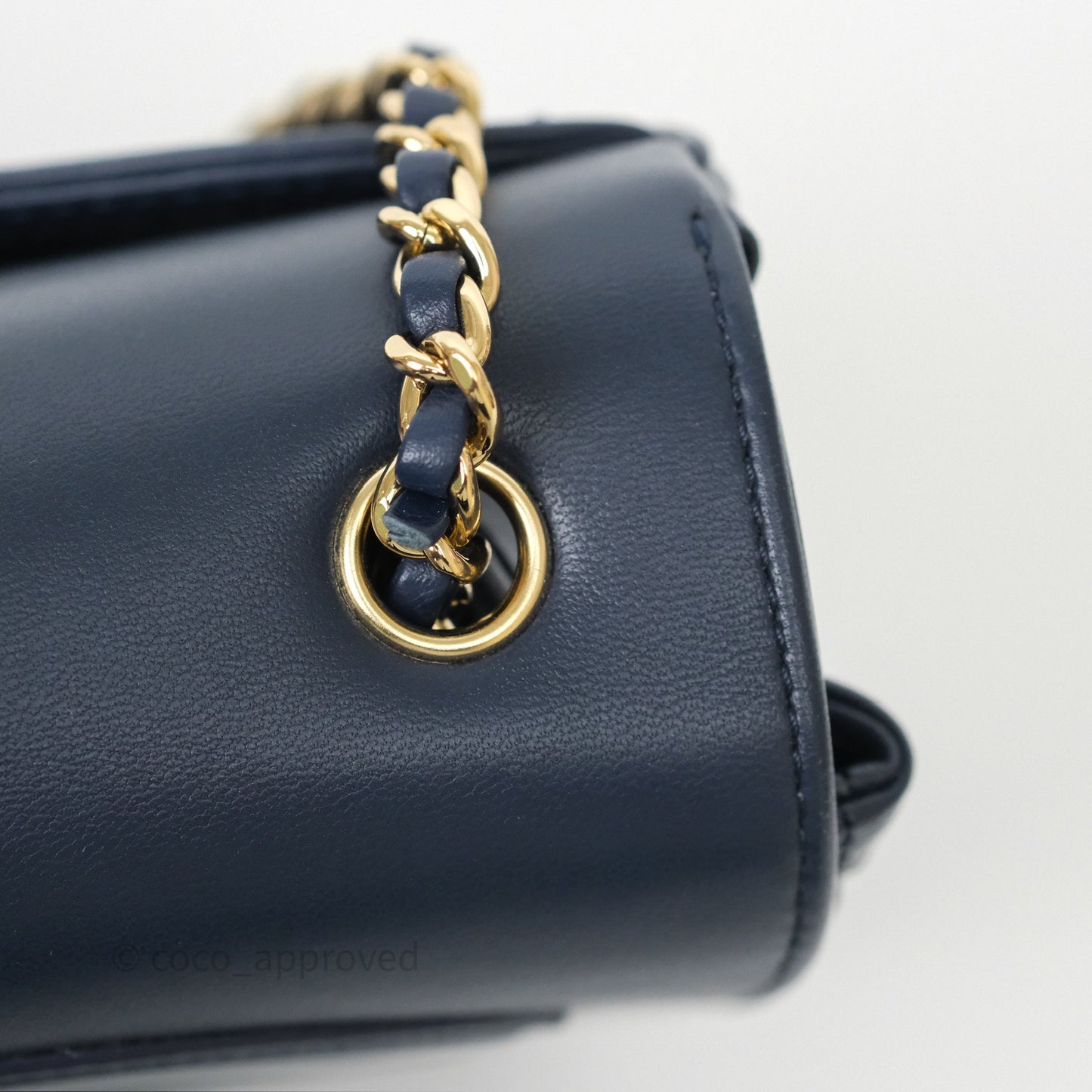 Chanel CC Mania Flap Bag Navy Lambskin Gold Hardware