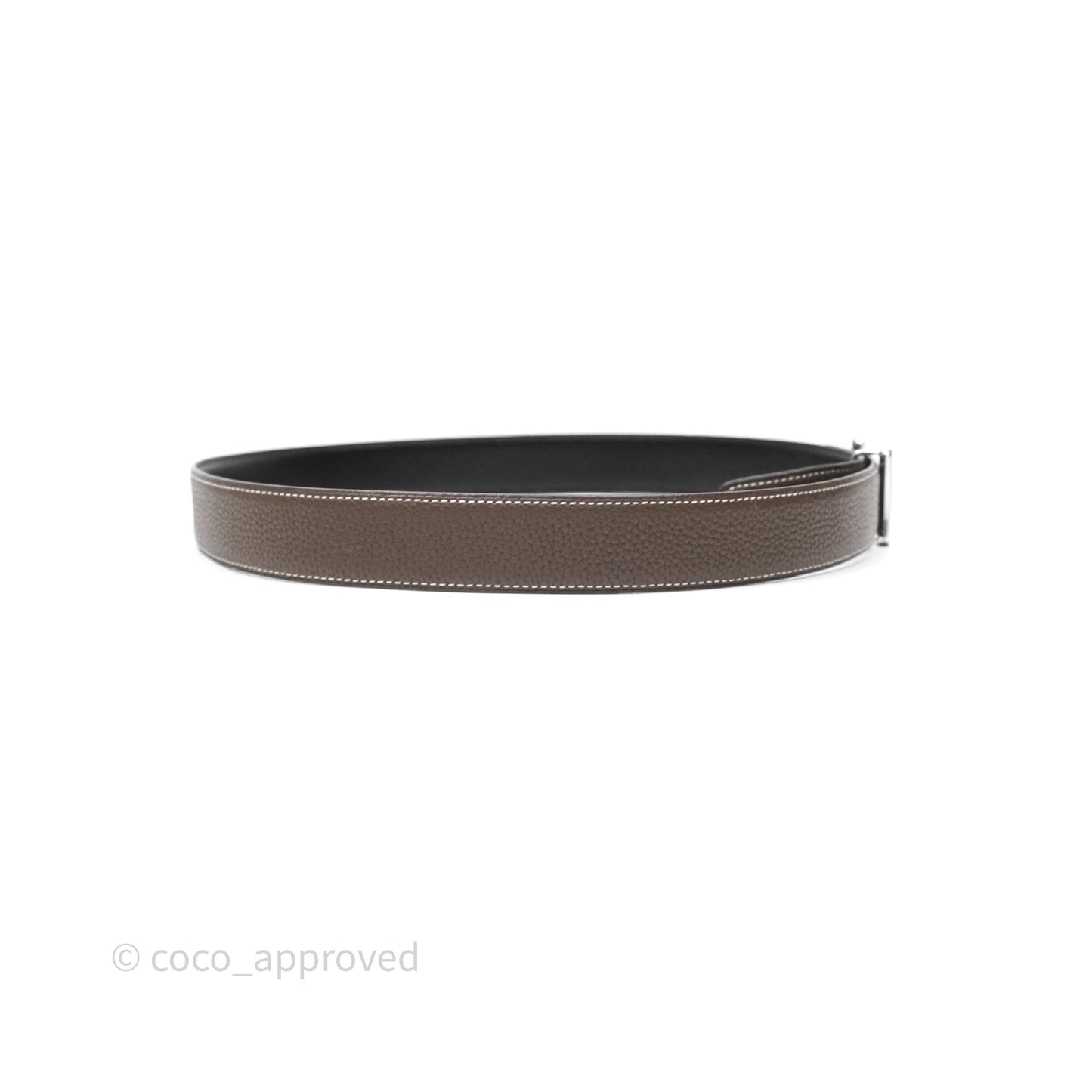Hermès H Belt Buckle & Reversible Strap 32mm Etoupe/ Noir Palladium Hardware