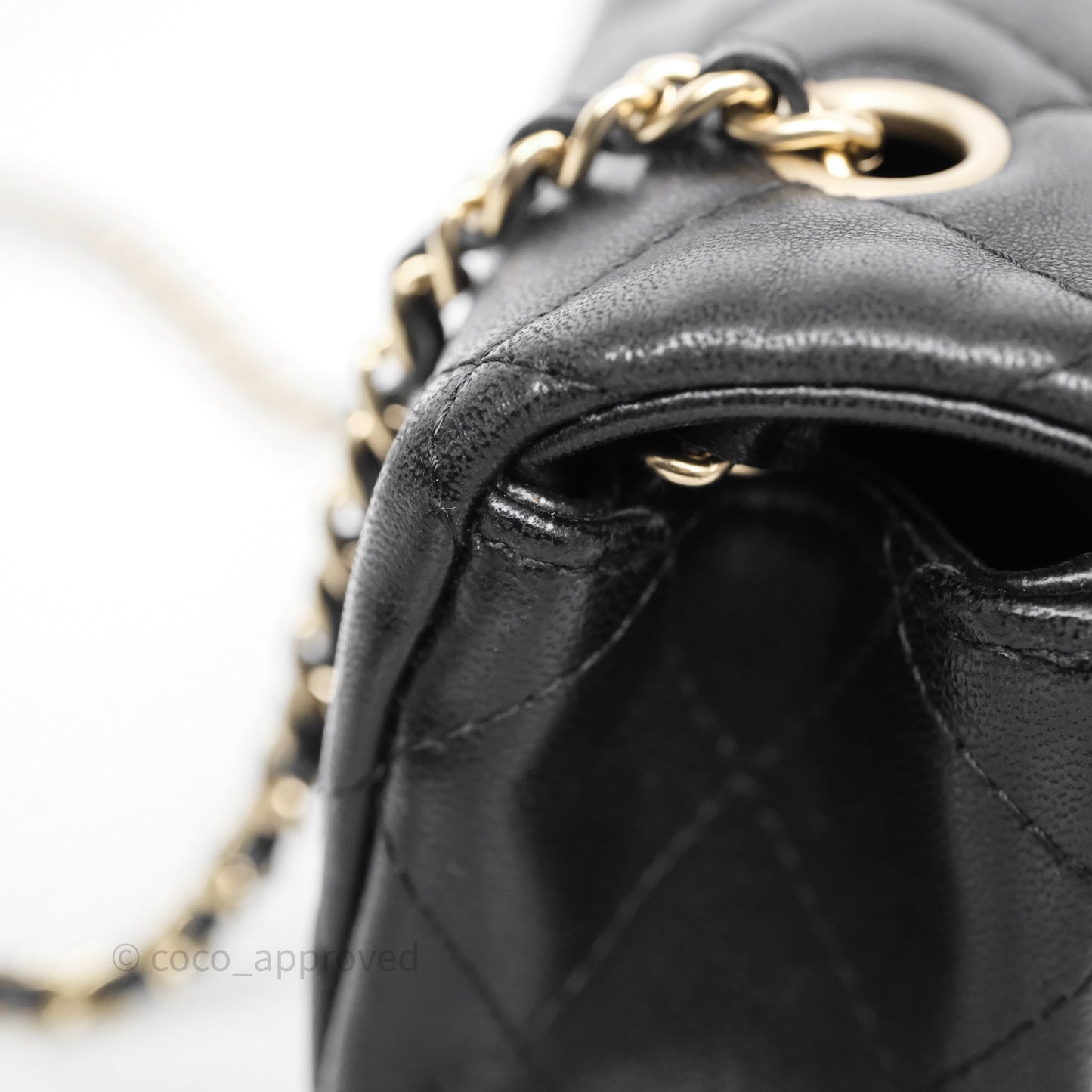 Chanel Quilted Extra Mini Rectangular Flap Black Lambskin Aged Gold Hardware