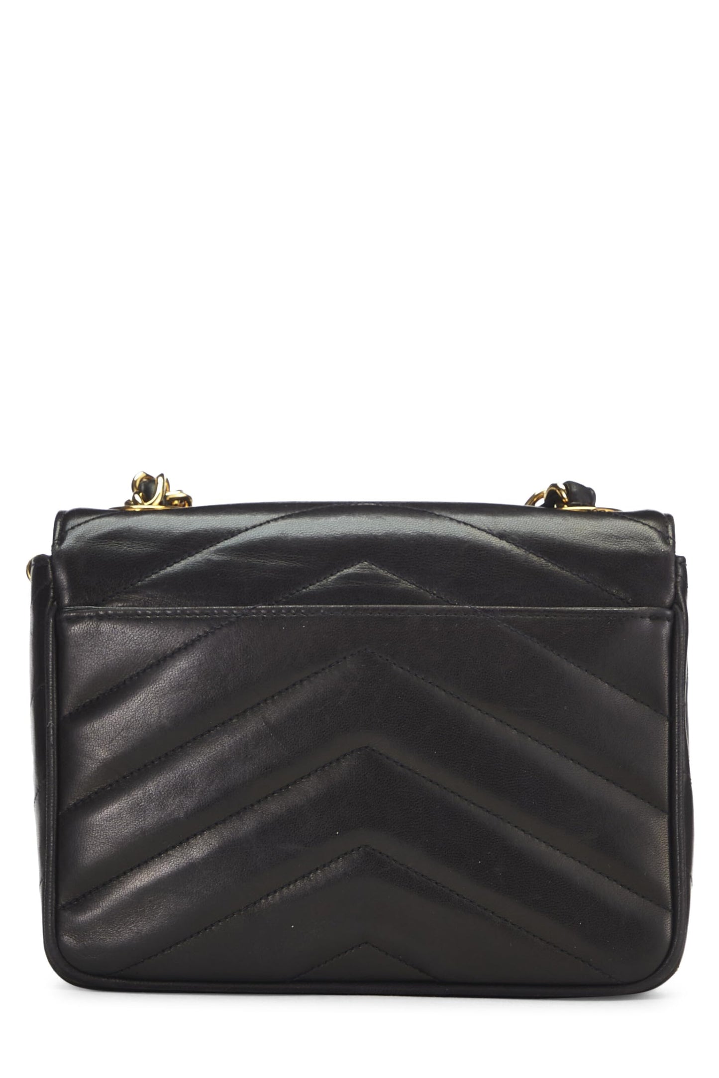 Chanel,  Black Chevron Lambskin Envelope Flap Mini, Black