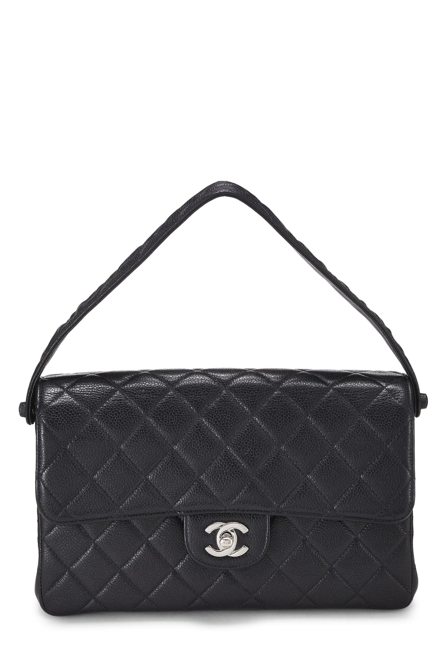 Chanel,  Black Quilted Caviar Double Sided Classic Flap Medium, Black