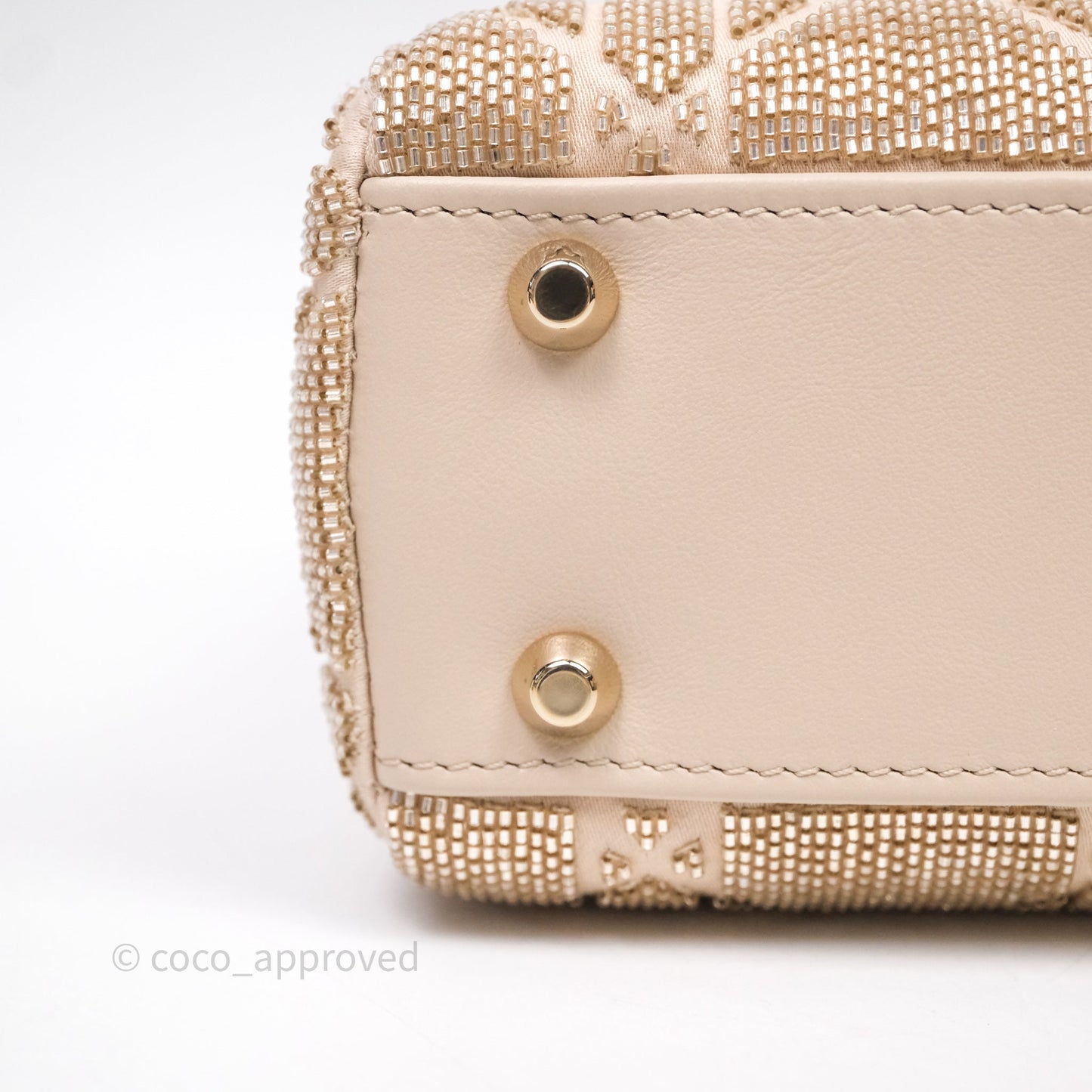 Christian Dior Mini Dior Caramel Beige Microbead-Embroidered Cotton with Cannage Motif