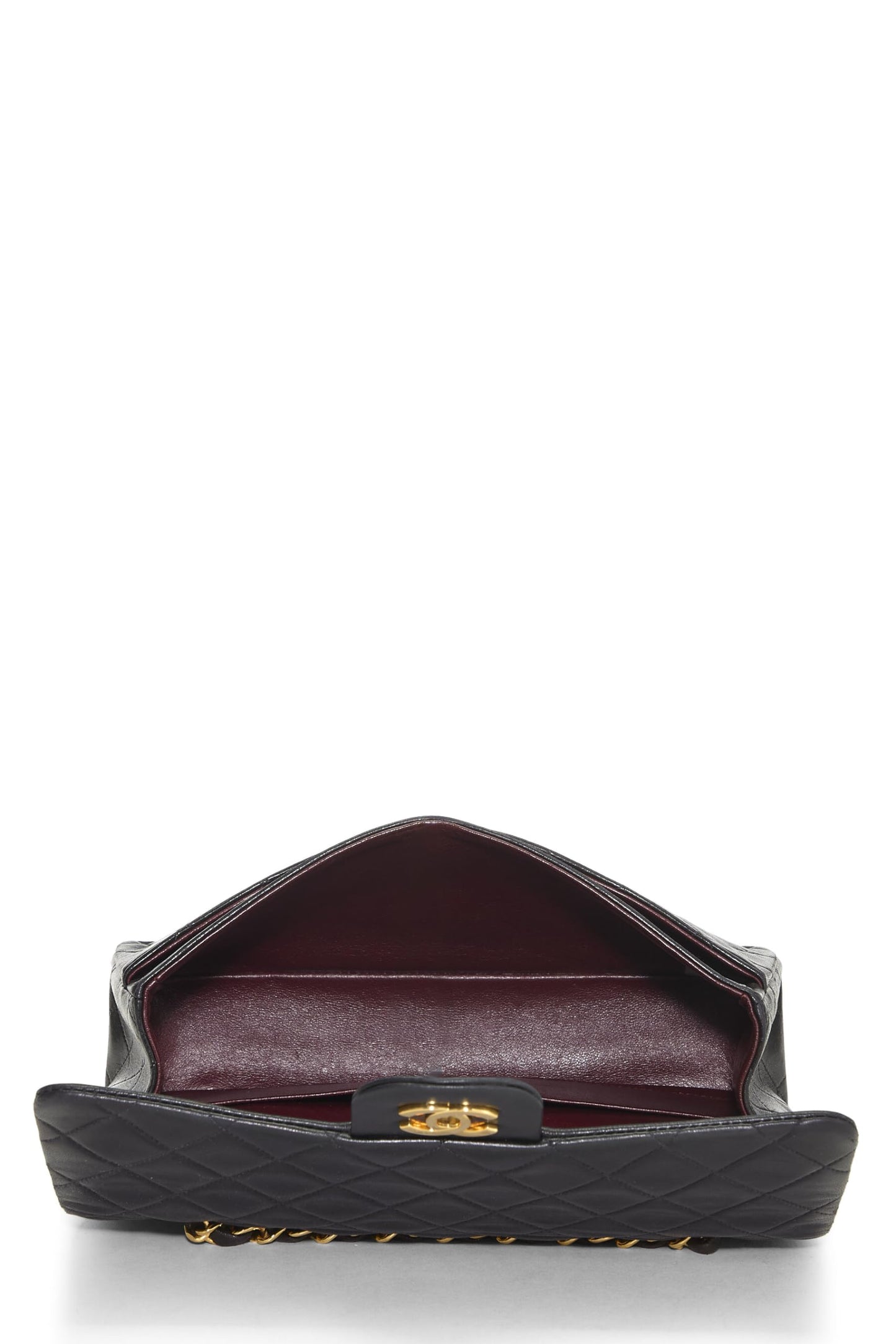 Chanel,  Black Quilted Lambskin Classic Double Flap Medium, Black