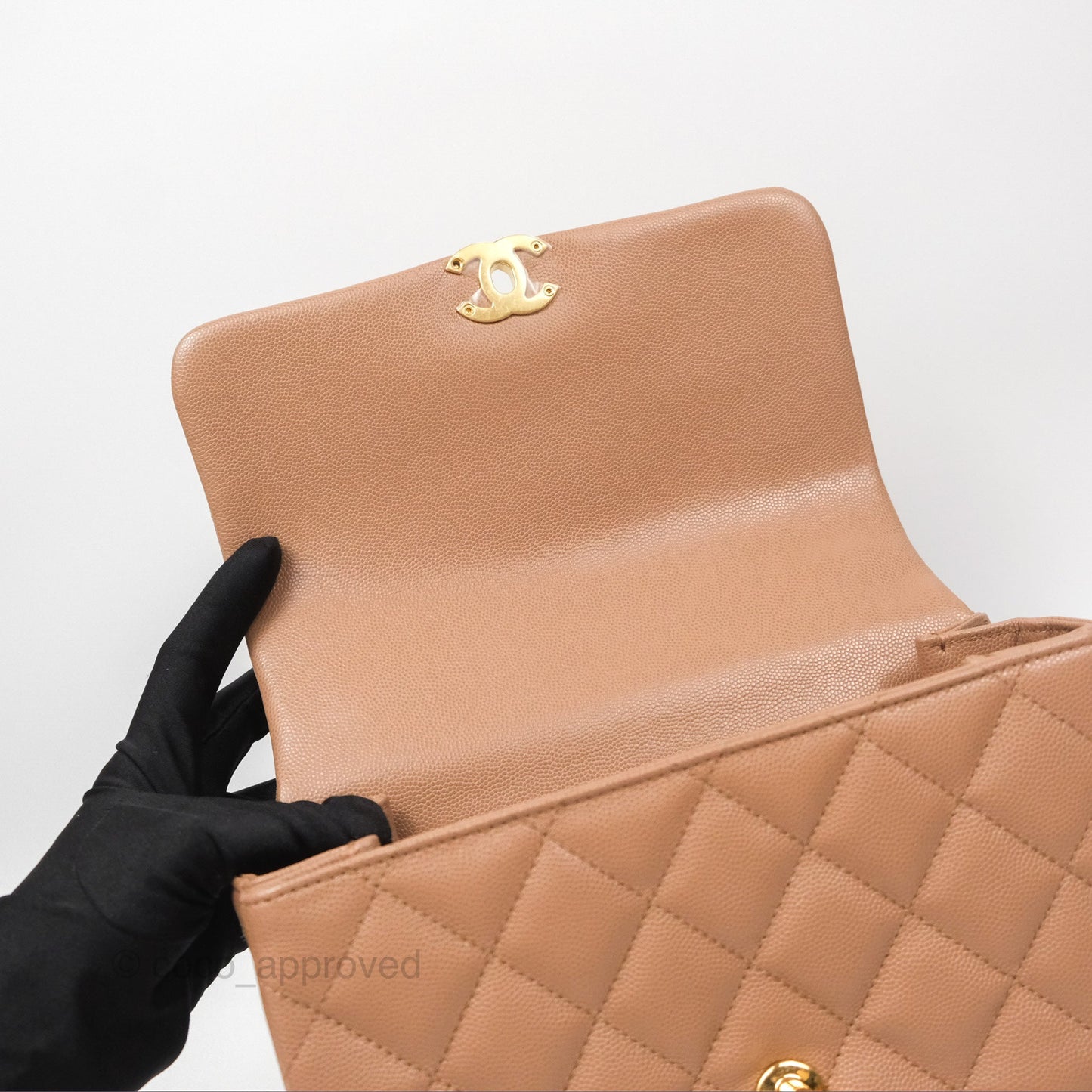 Chanel Coco First Dark Beige Flap Bag Caviar Gold Hardware 22K