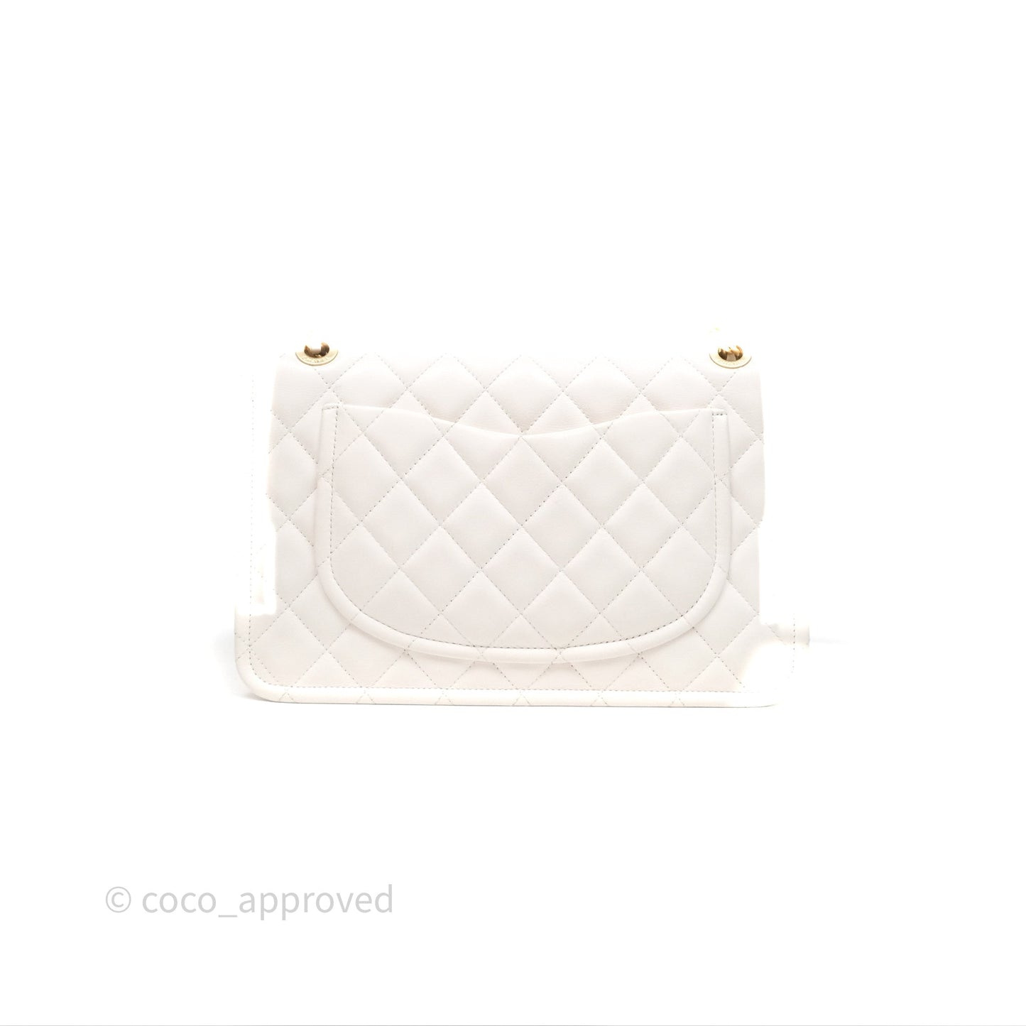 Chanel Large Quilted Sweet Classic Flap White Caviar Aged Gold Hardware