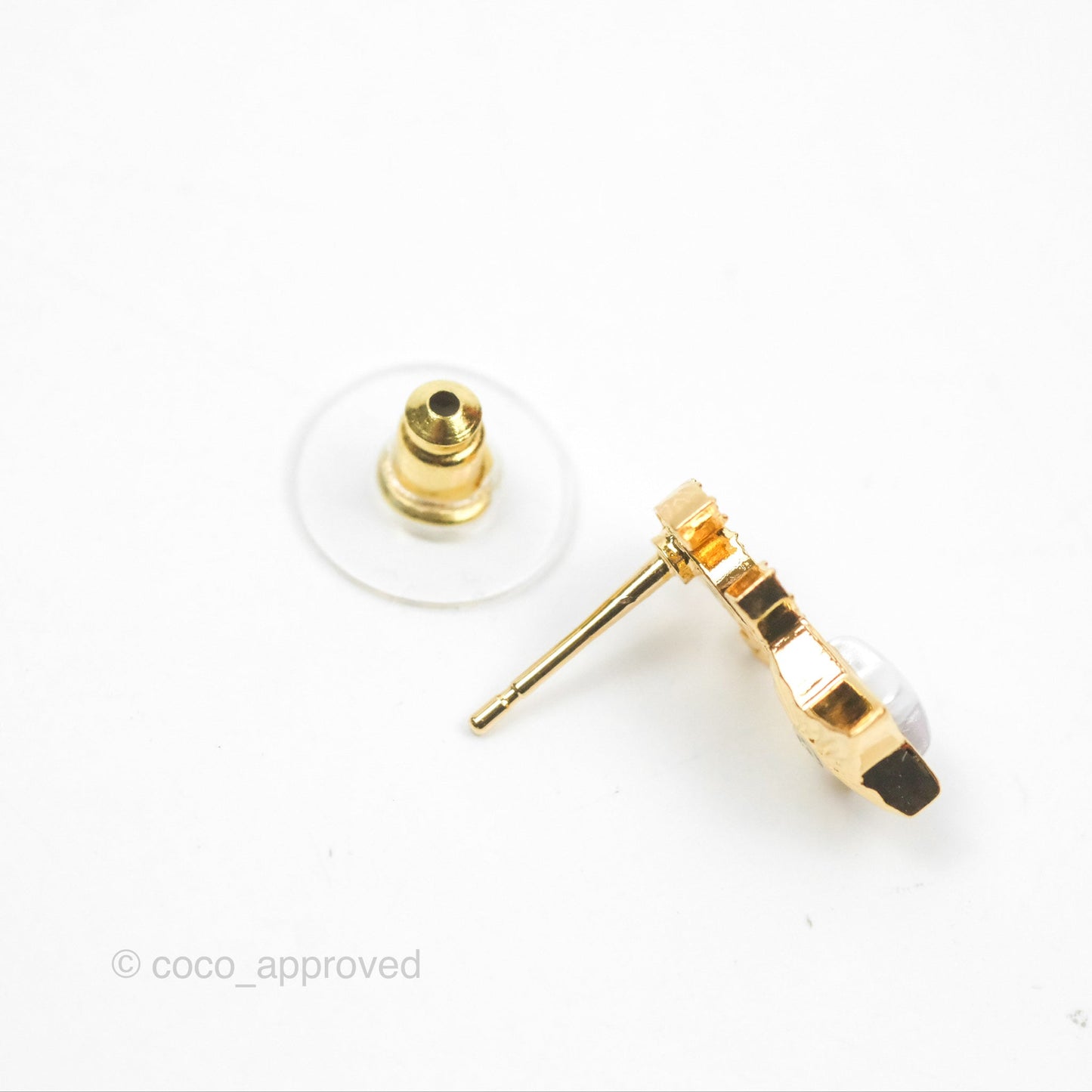 Chanel Crystal CC Star Earrings Gold Tone 24C