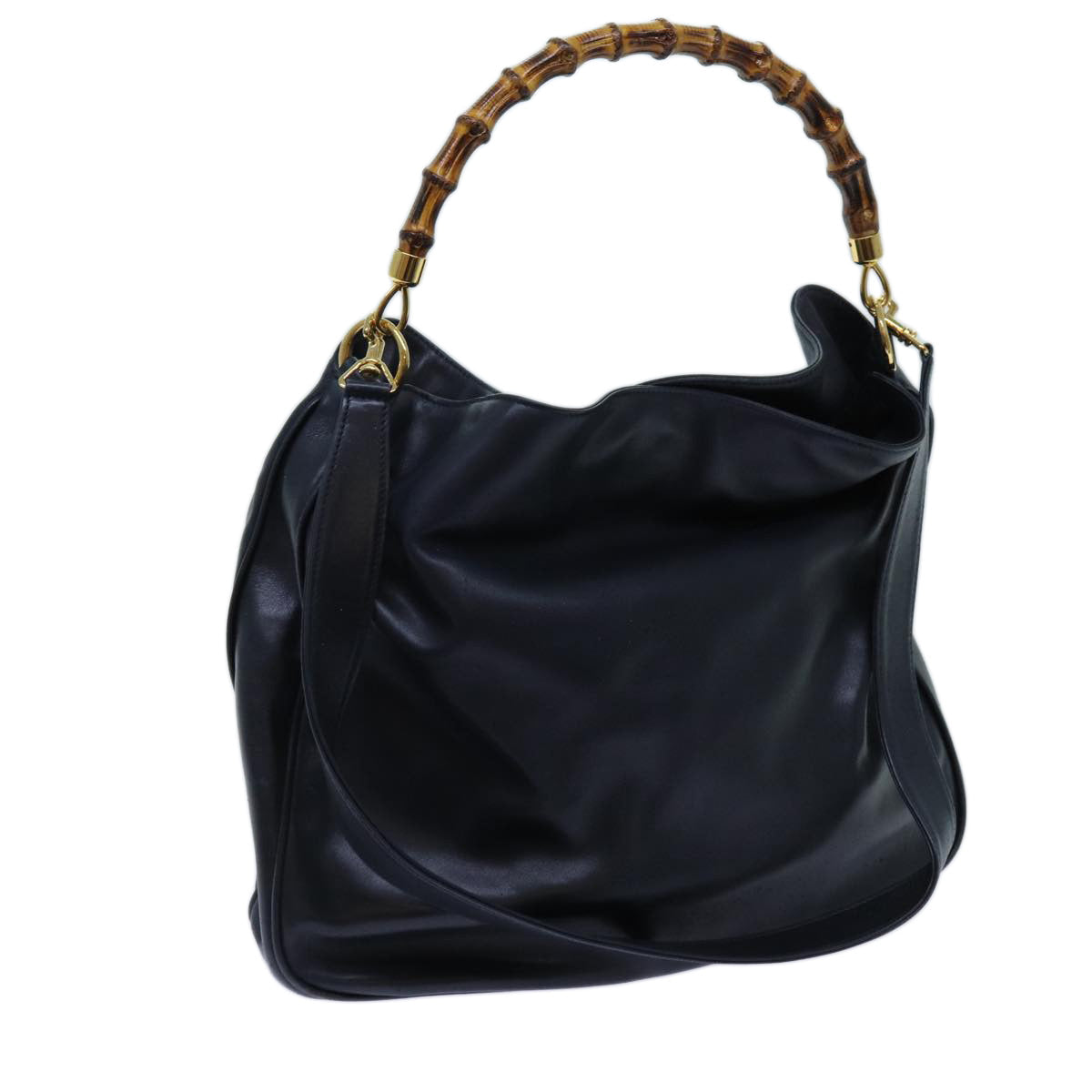 Luxury Gucci Trending 2025 Bamboo Hand Bag Leather 2way Navy  71190