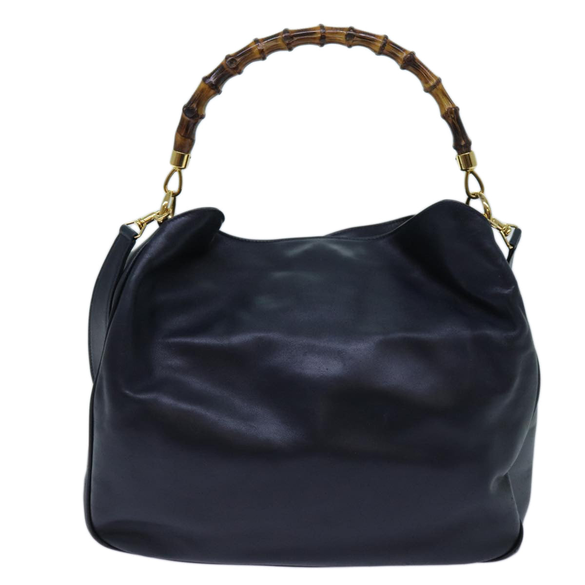 Luxury Gucci Trending 2025 Bamboo Hand Bag Leather 2way Navy  71190